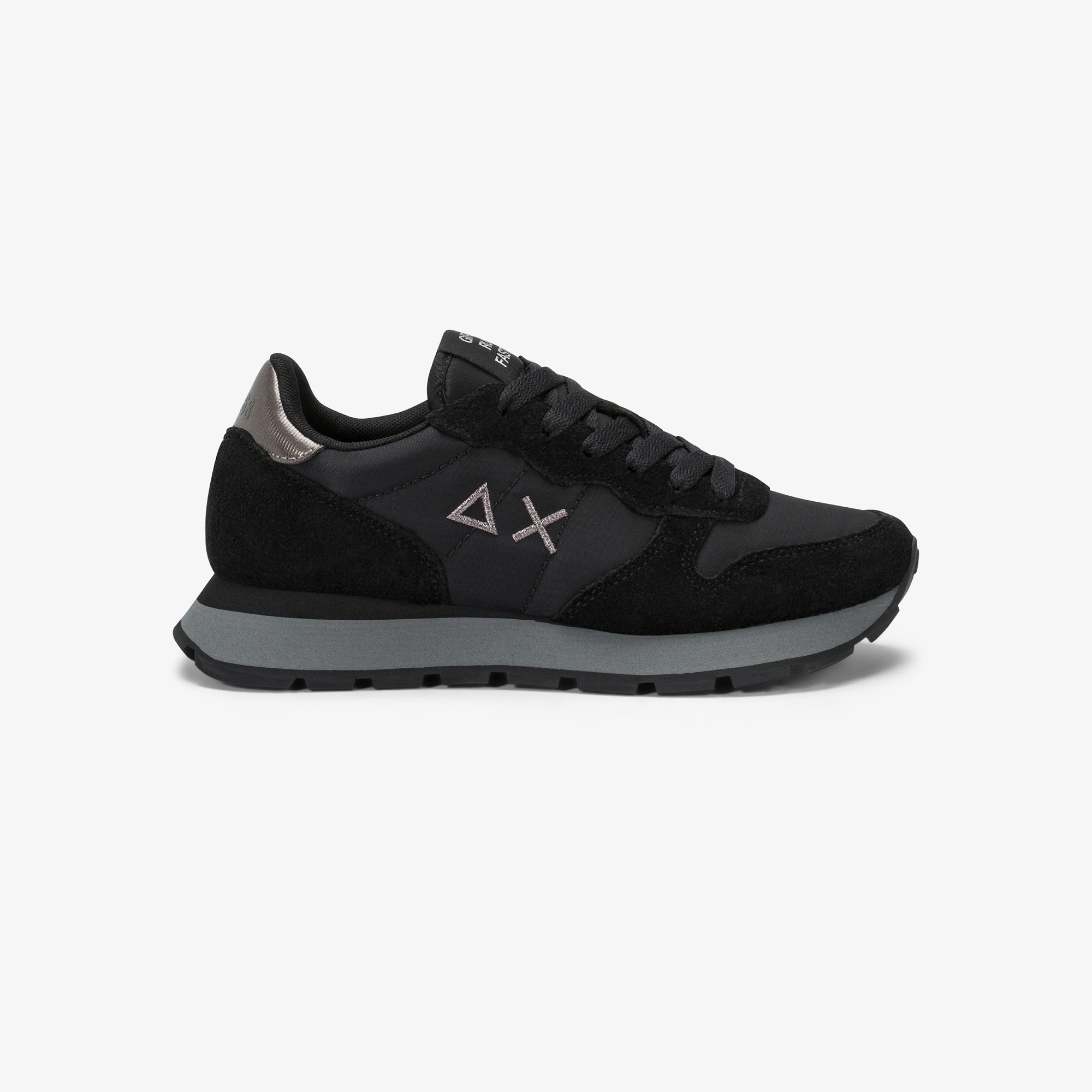 Sneaker Ally Gold Silver in nylon e suede nero/grigio medio