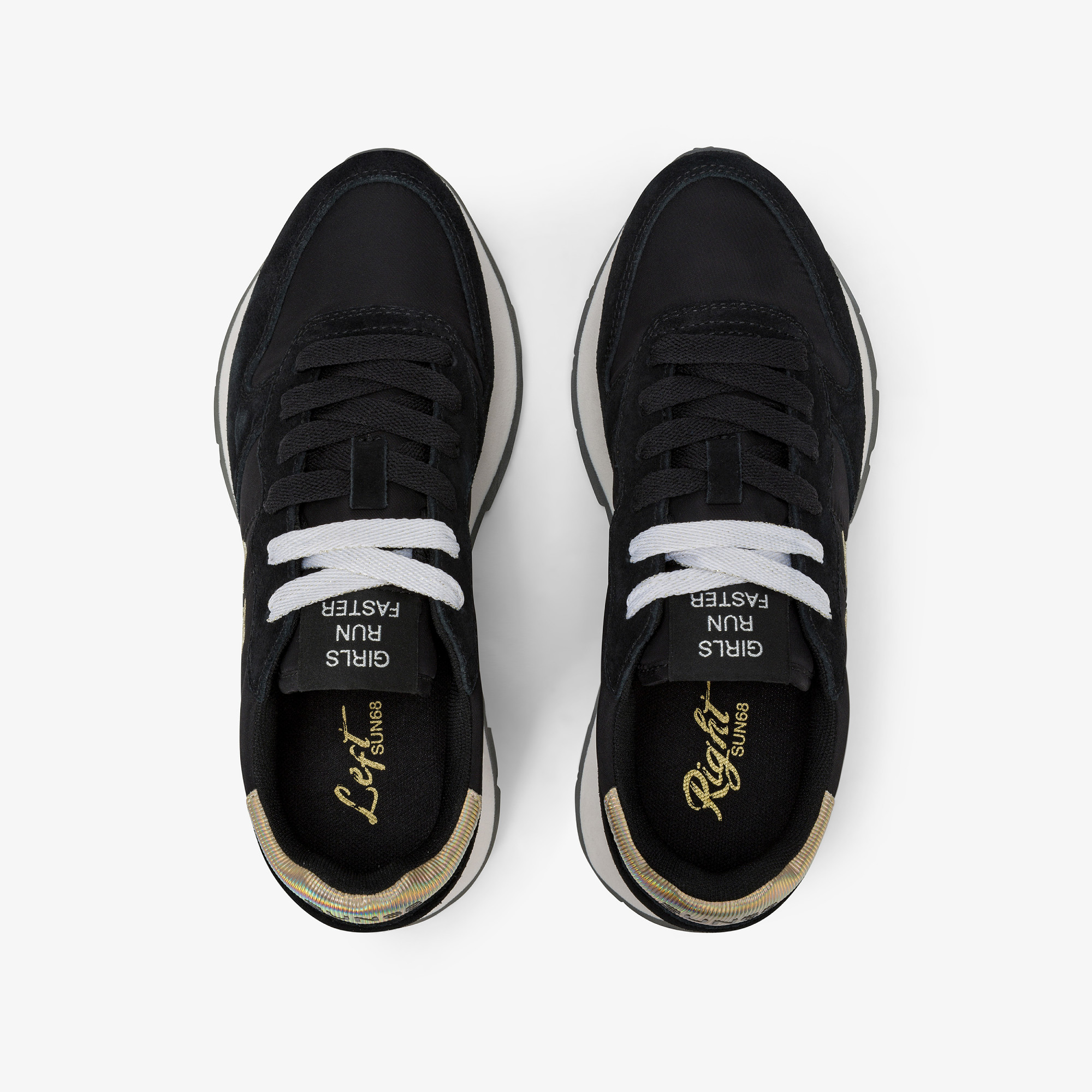 Black Ally Gold Silver suede and nylon sneaker