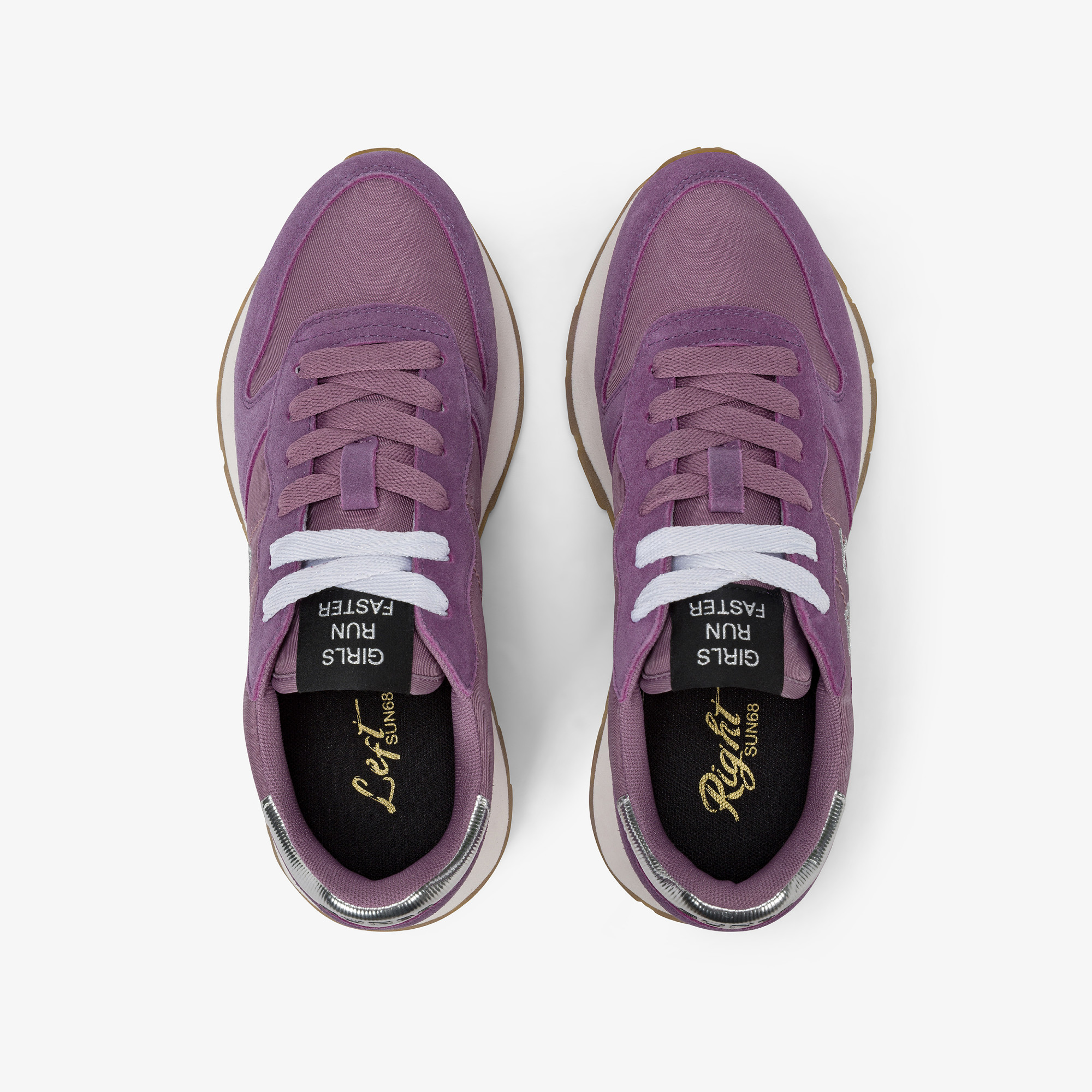 Mauve Ally Gold Silver suede and nylon sneaker