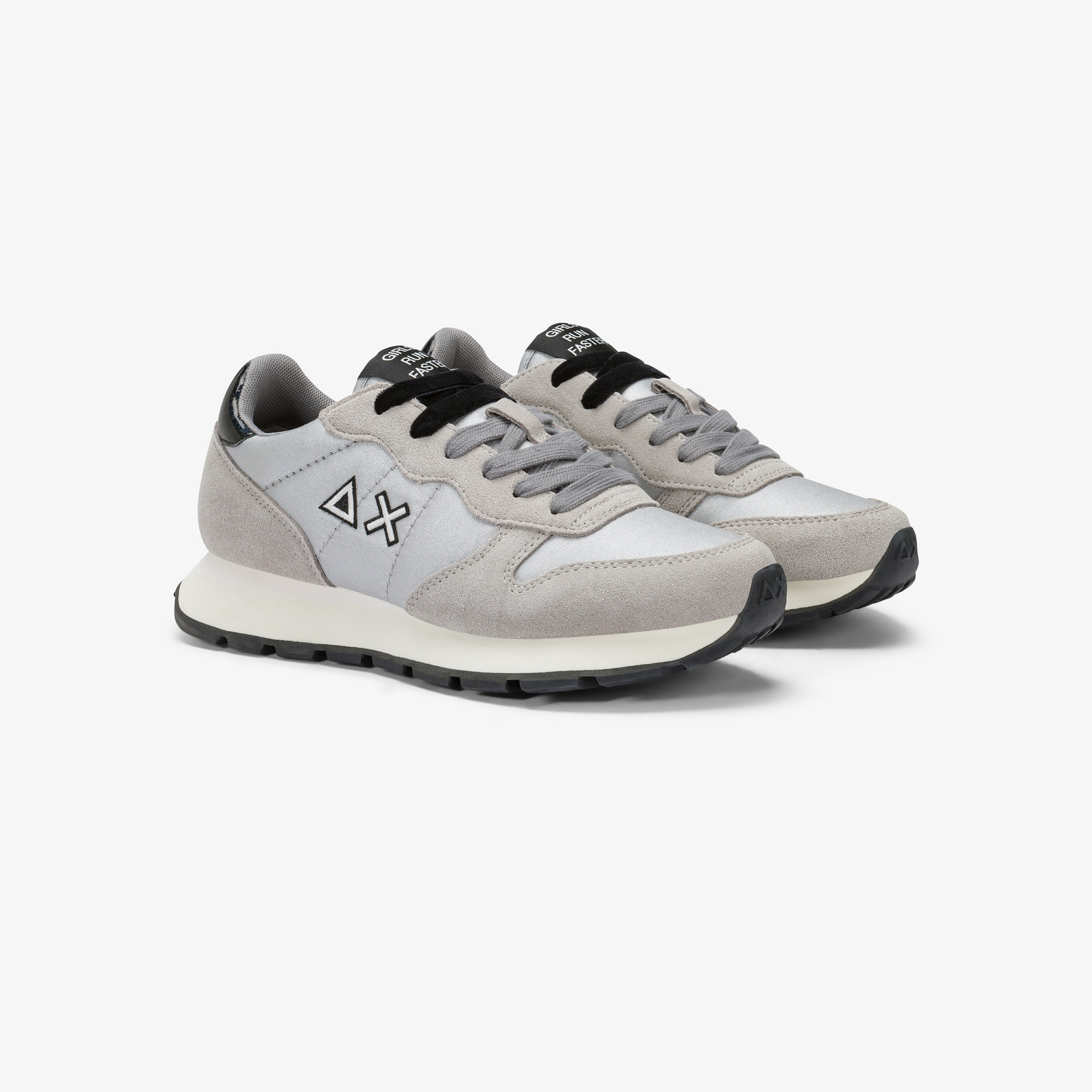 Silver Ally Bright suede and nylon sneaker