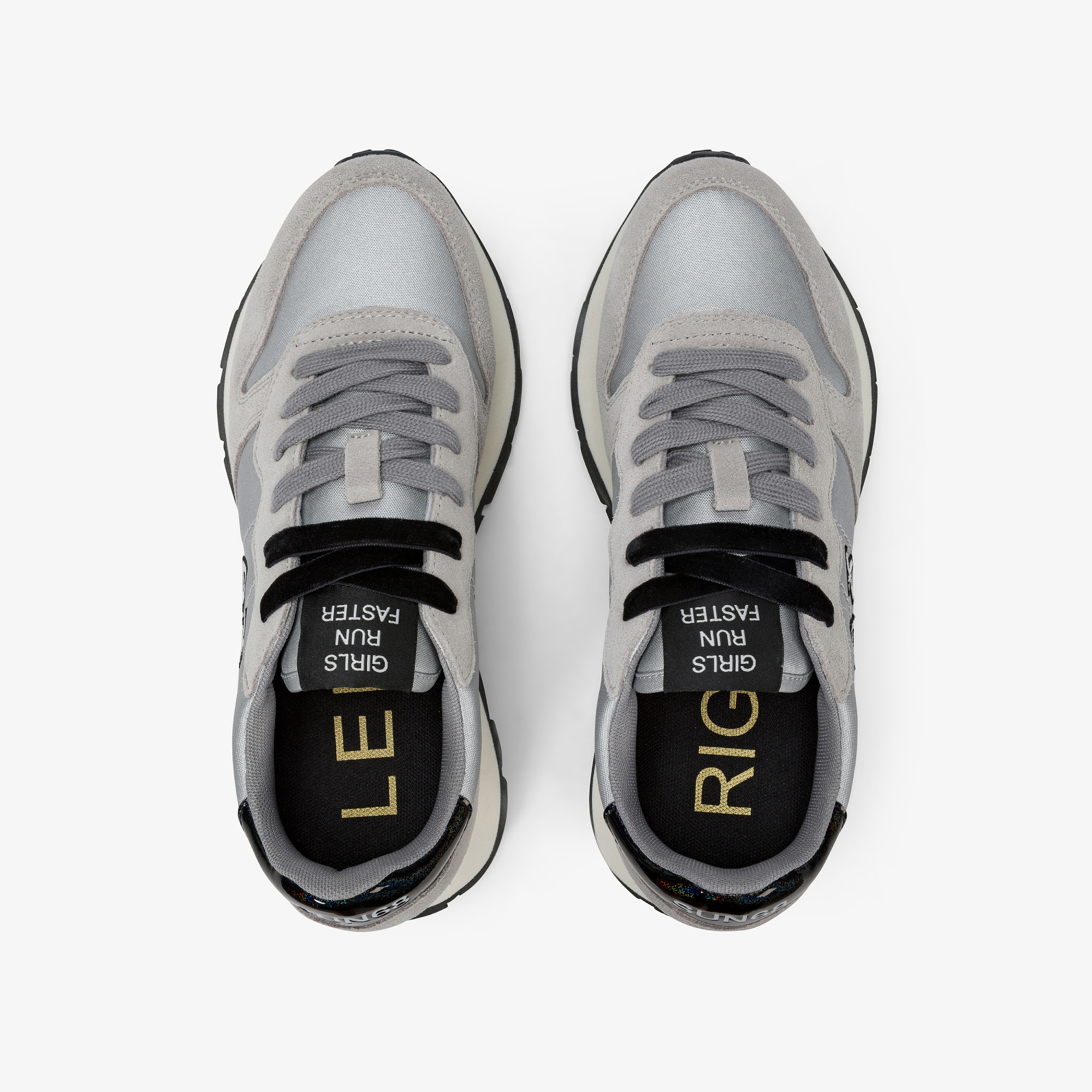 Silver Ally Bright suede and nylon sneaker