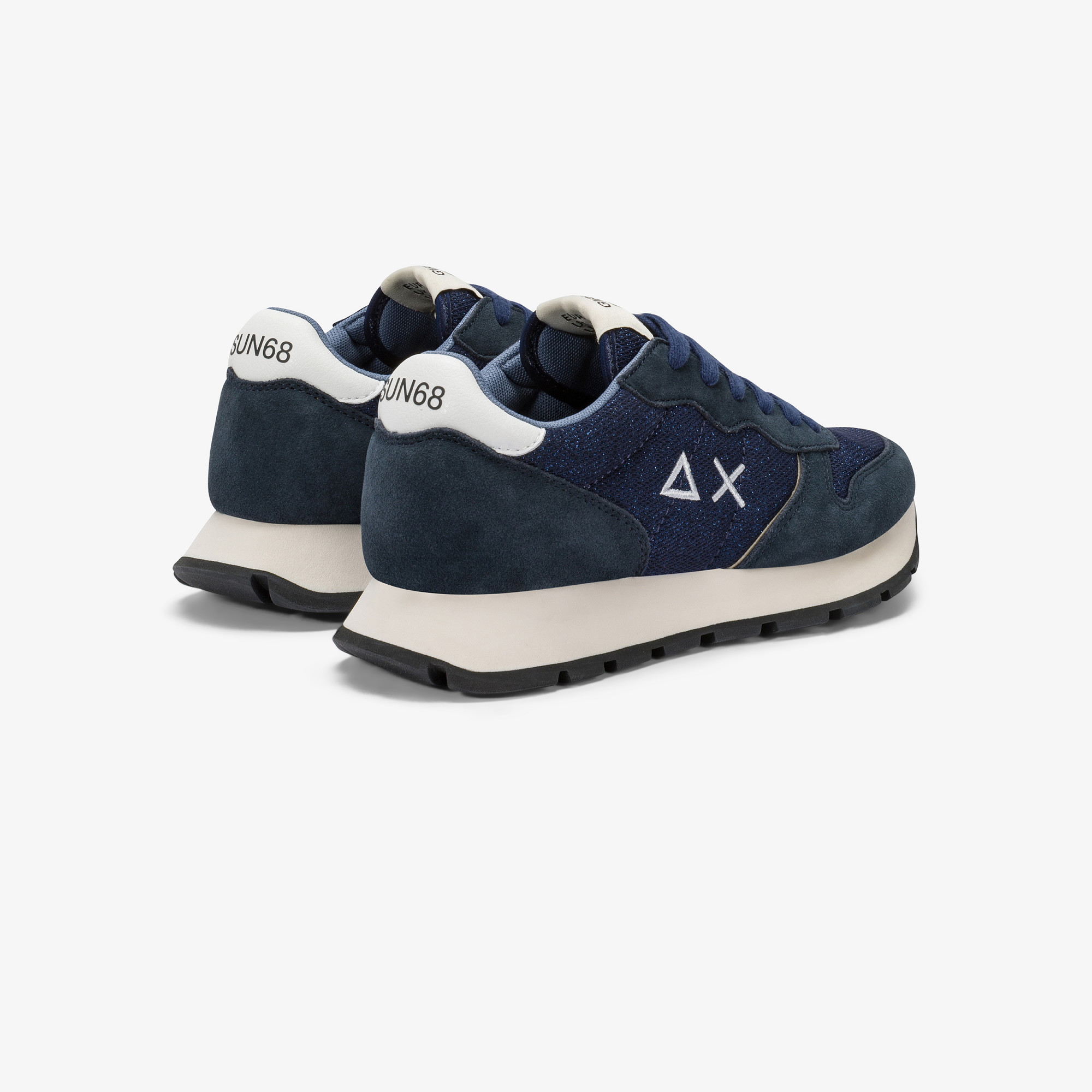 Sneaker Ally Glitter in mesh e suede navy blue
