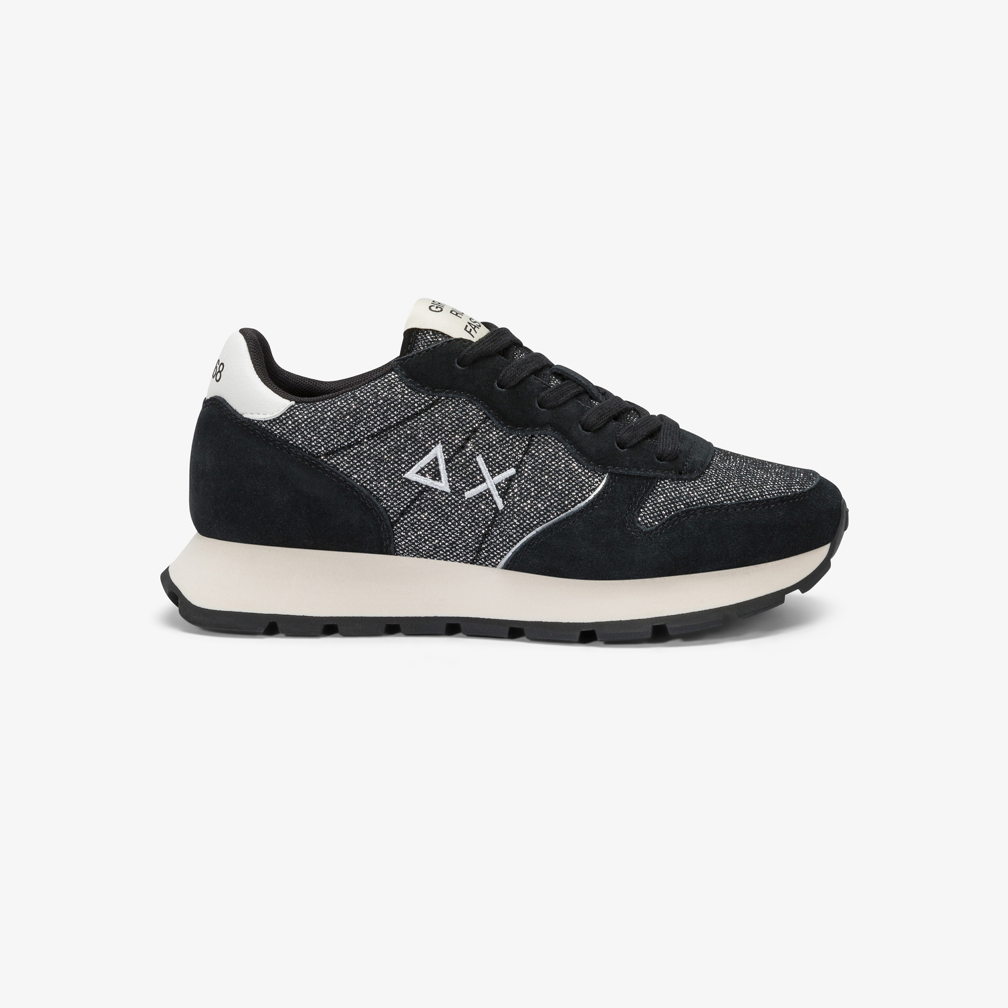 Sneaker Ally Glitter in mesh e suede nero