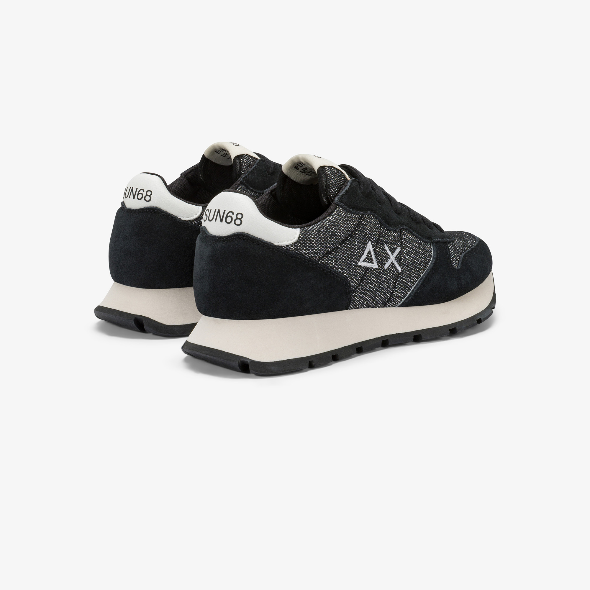 Sneaker Ally Glitter in mesh e suede nero