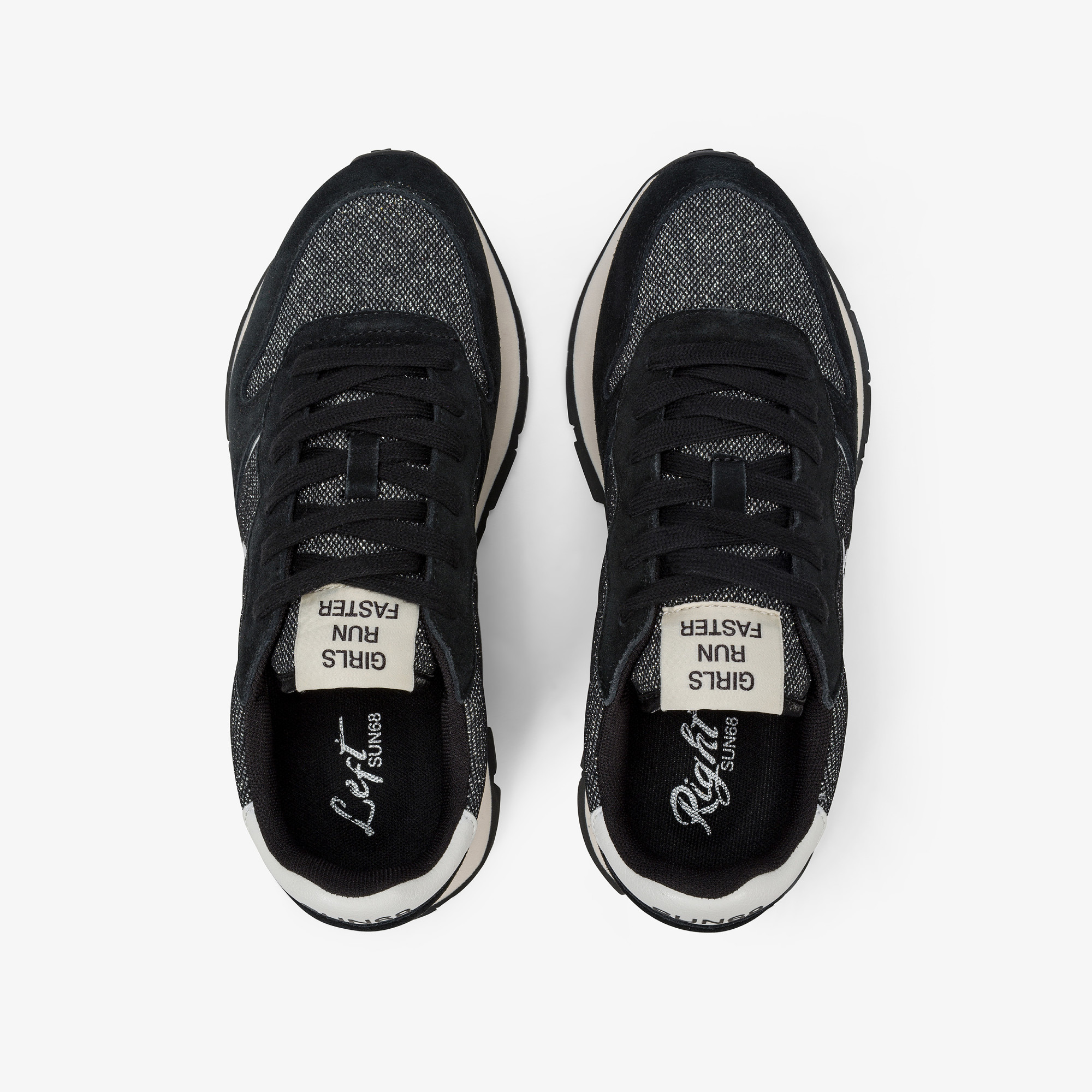 Sneaker Ally Glitter in mesh e suede nero