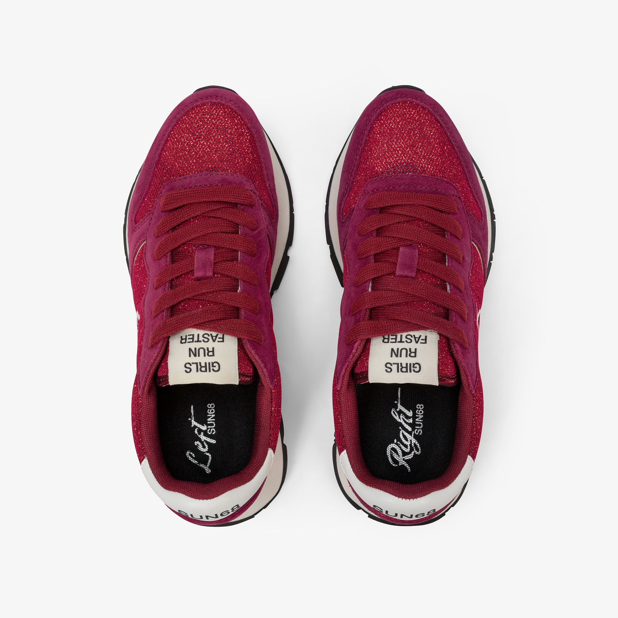 Bordeaux Ally Glitter suede and mesh sneaker