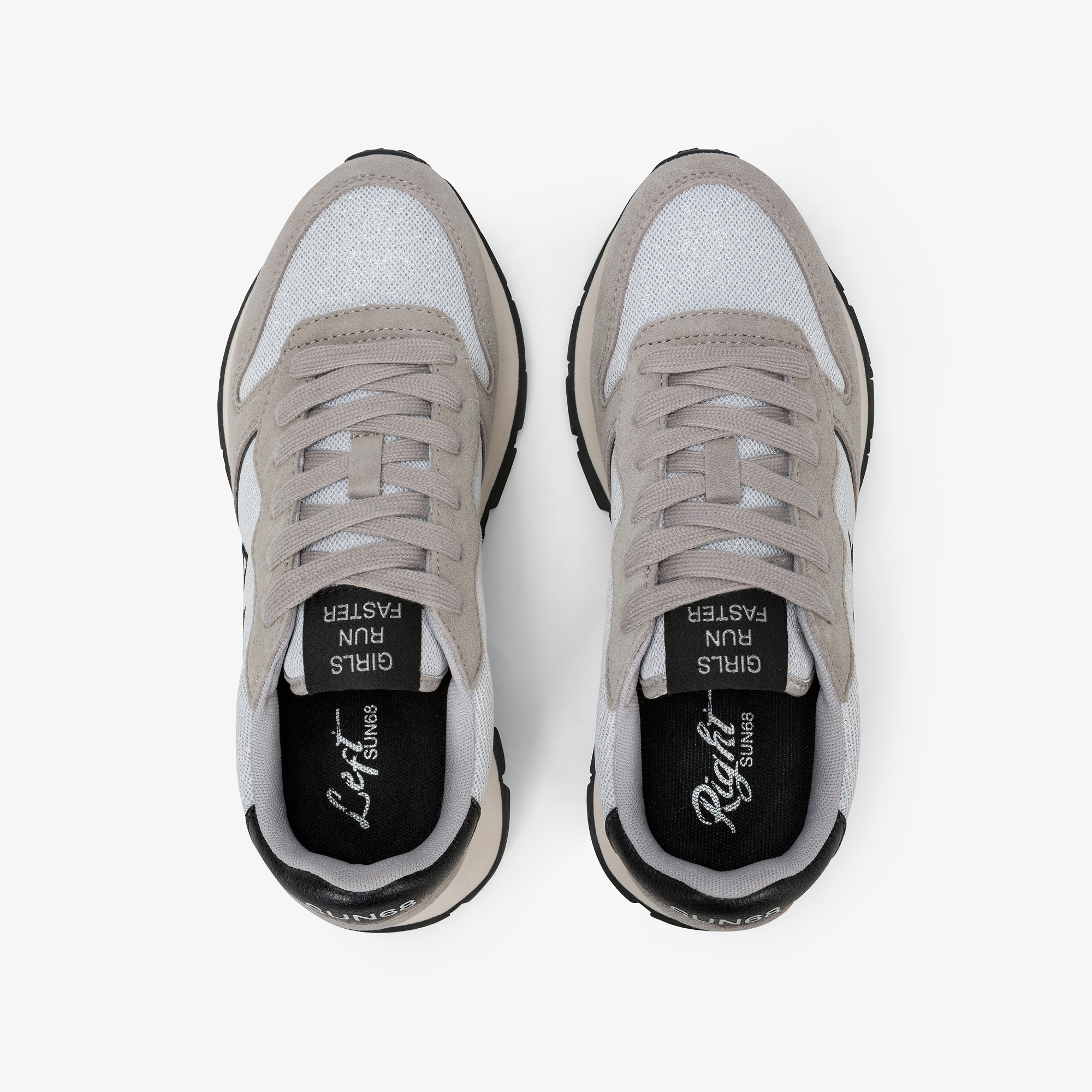 Silver Ally Glitter suede and mesh sneaker