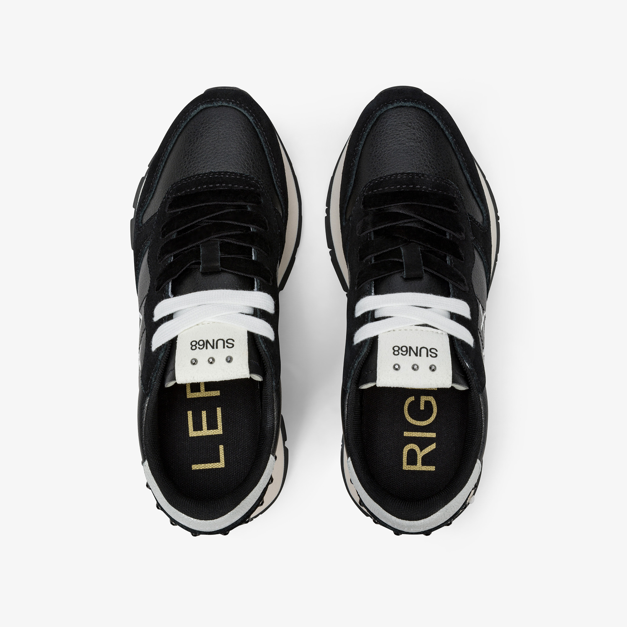 Black Ally Studs faux leather and suede sneaker