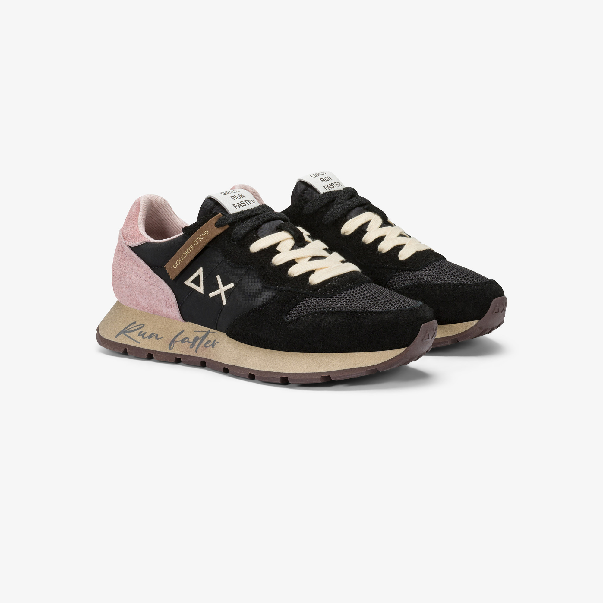 Black Ally Vintage nylon and suede sneaker