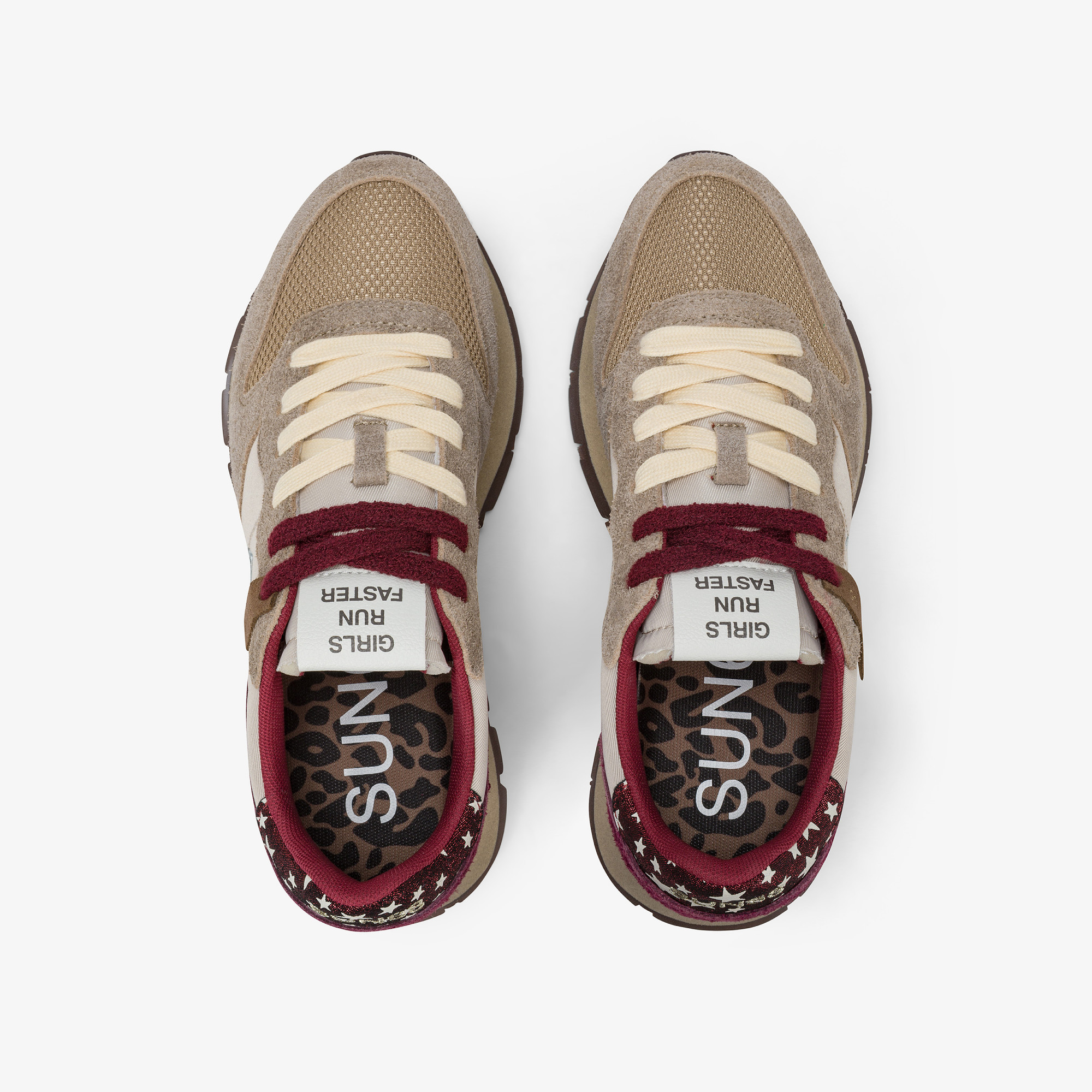 Beige Ally Vintage nylon and suede sneaker