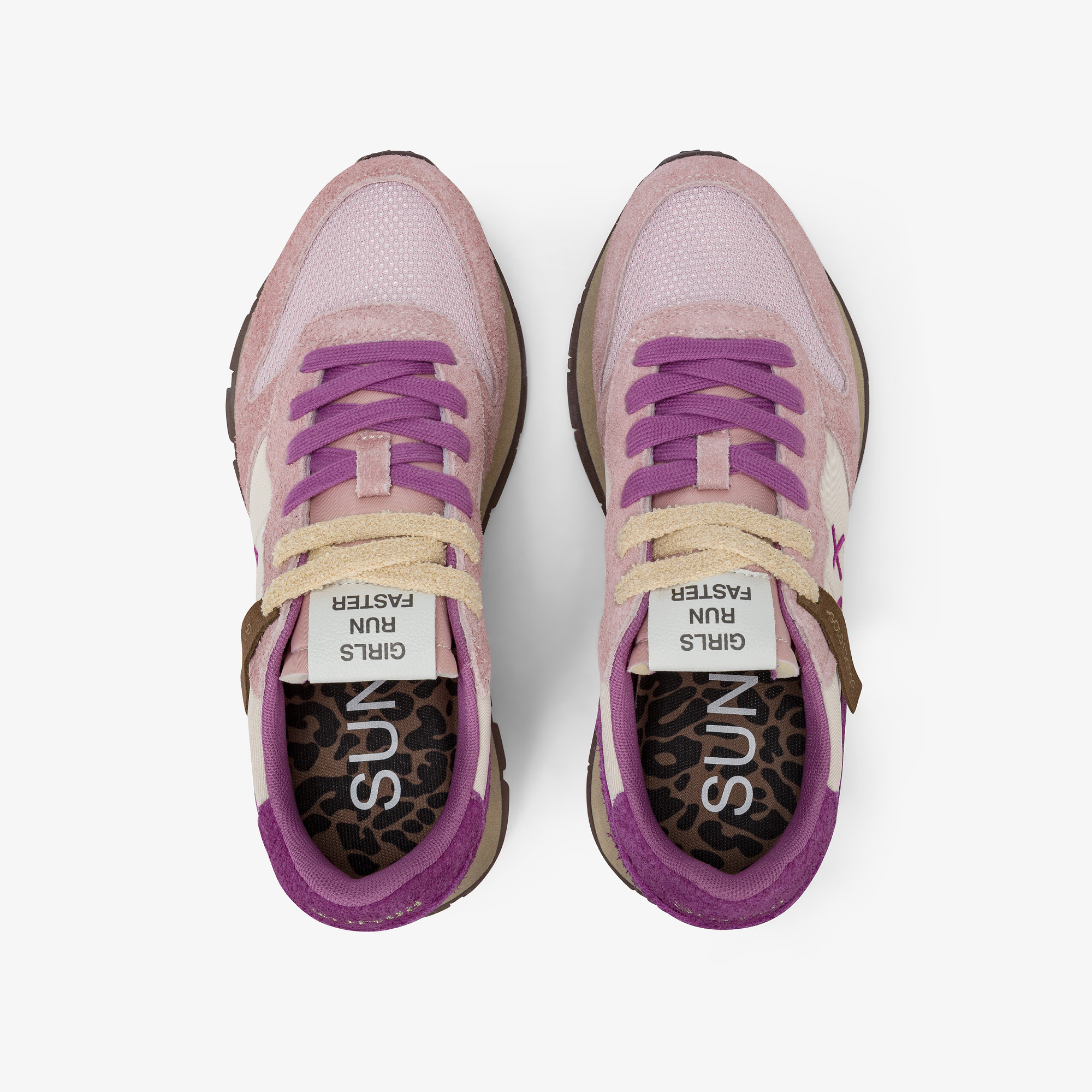 Sneaker Ally Vintage in nylon e suede rosa scuro