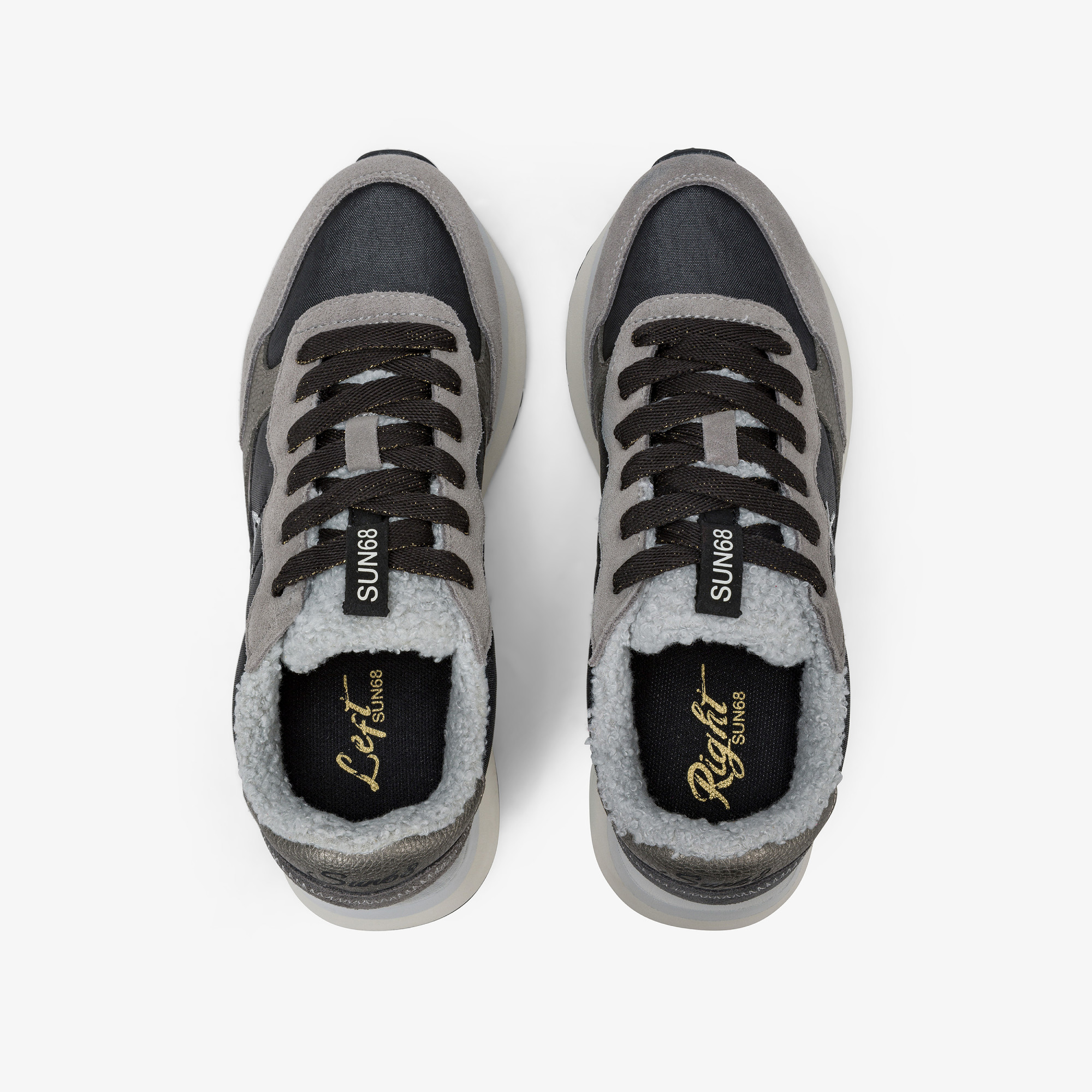 Black big ally teddy nylon and suede sneaker