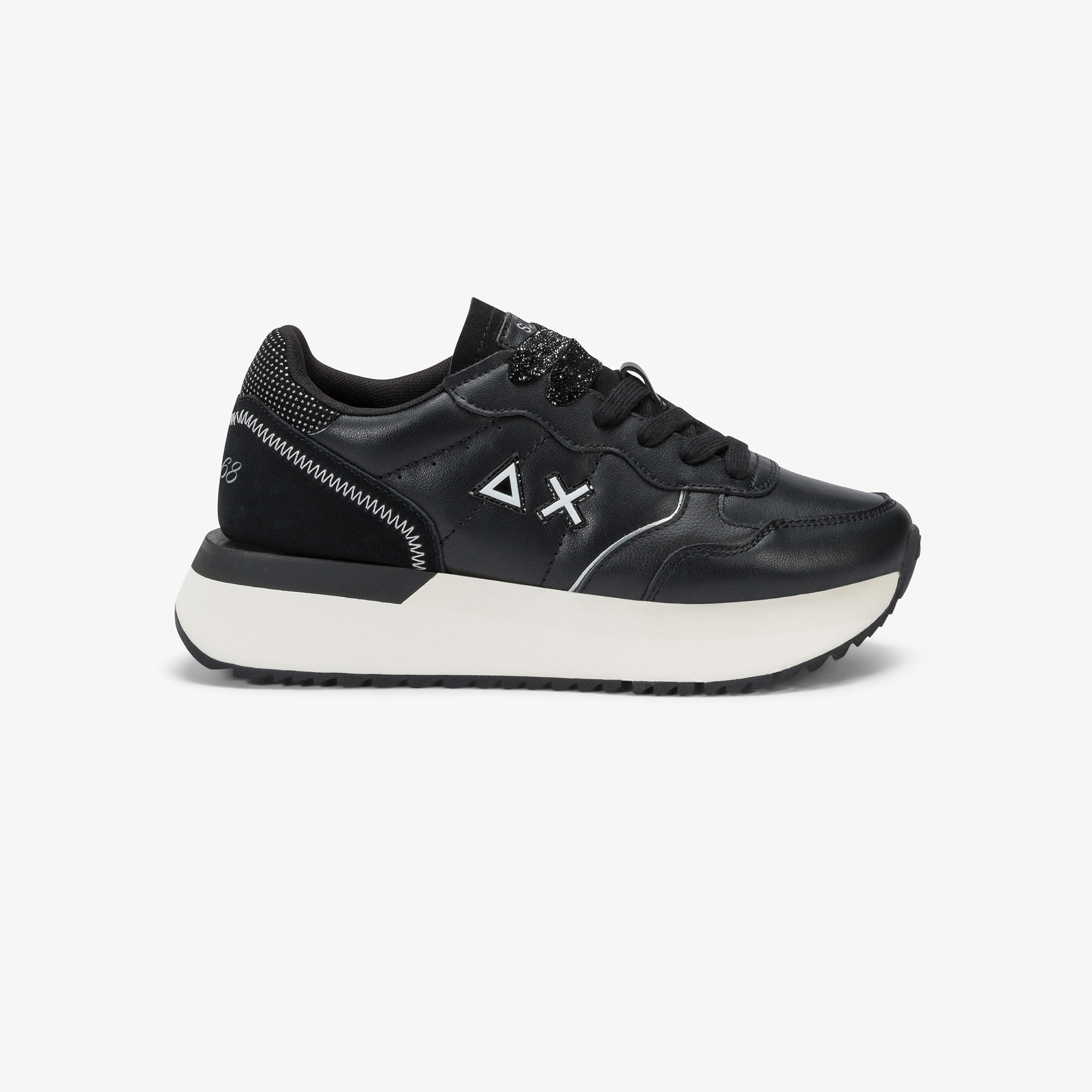 Black Big Ally faux leather and suede sneaker