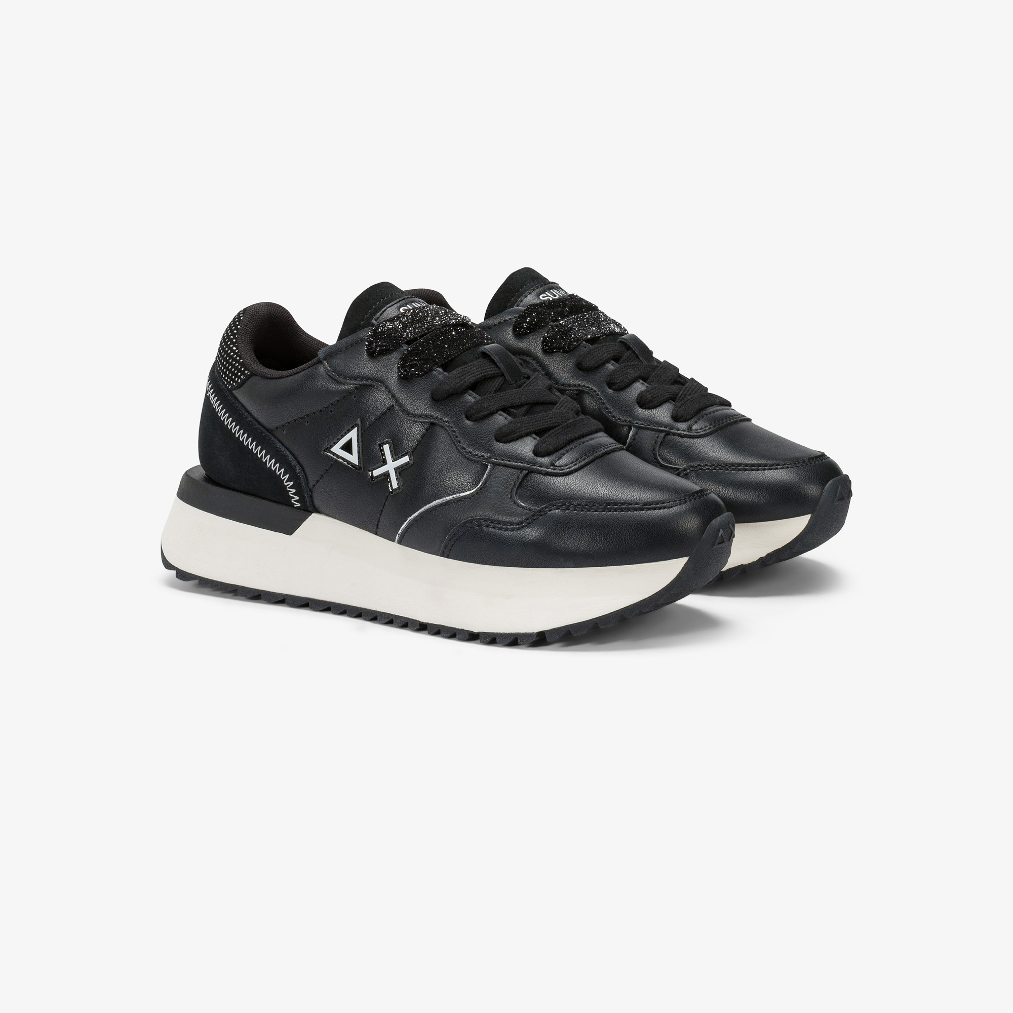 Black Big Ally faux leather and suede sneaker