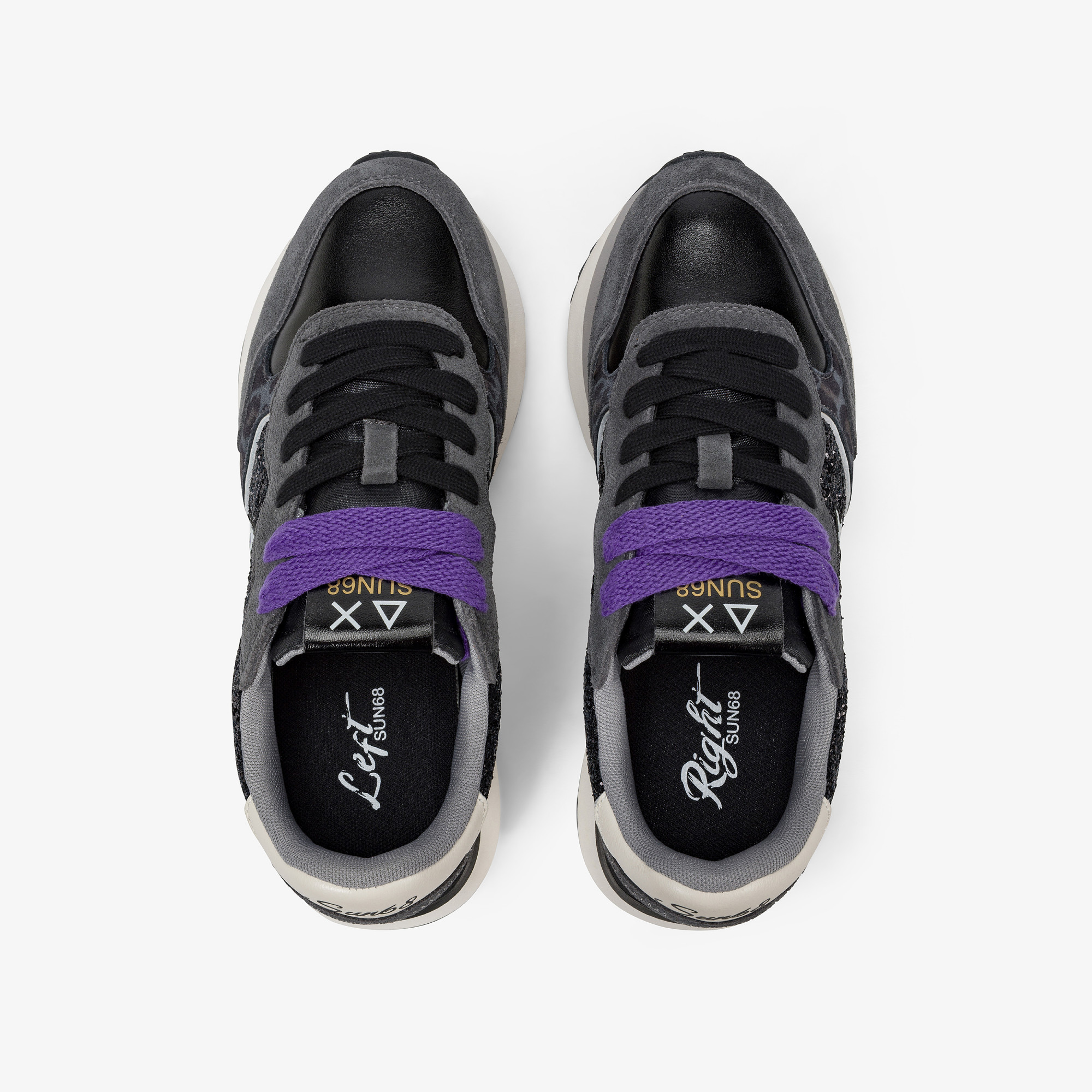 Sneaker Big Ally Glitter in similpelle e suede nero