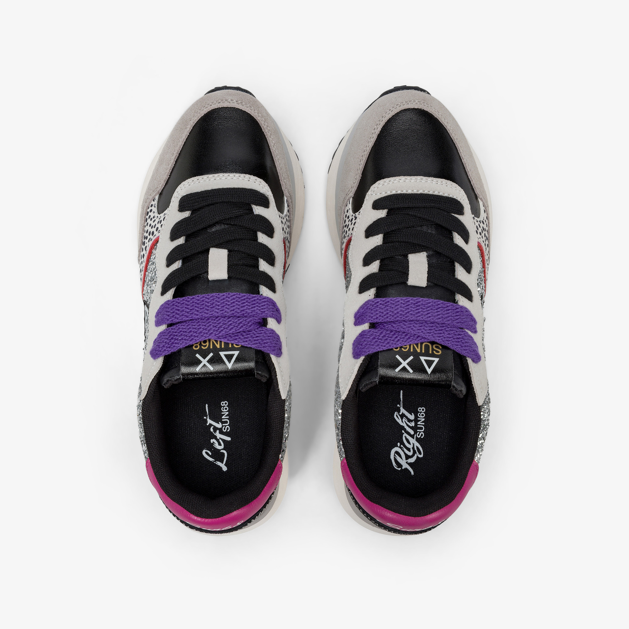 Sneaker Big Ally Glitter in similpelle e suede argento