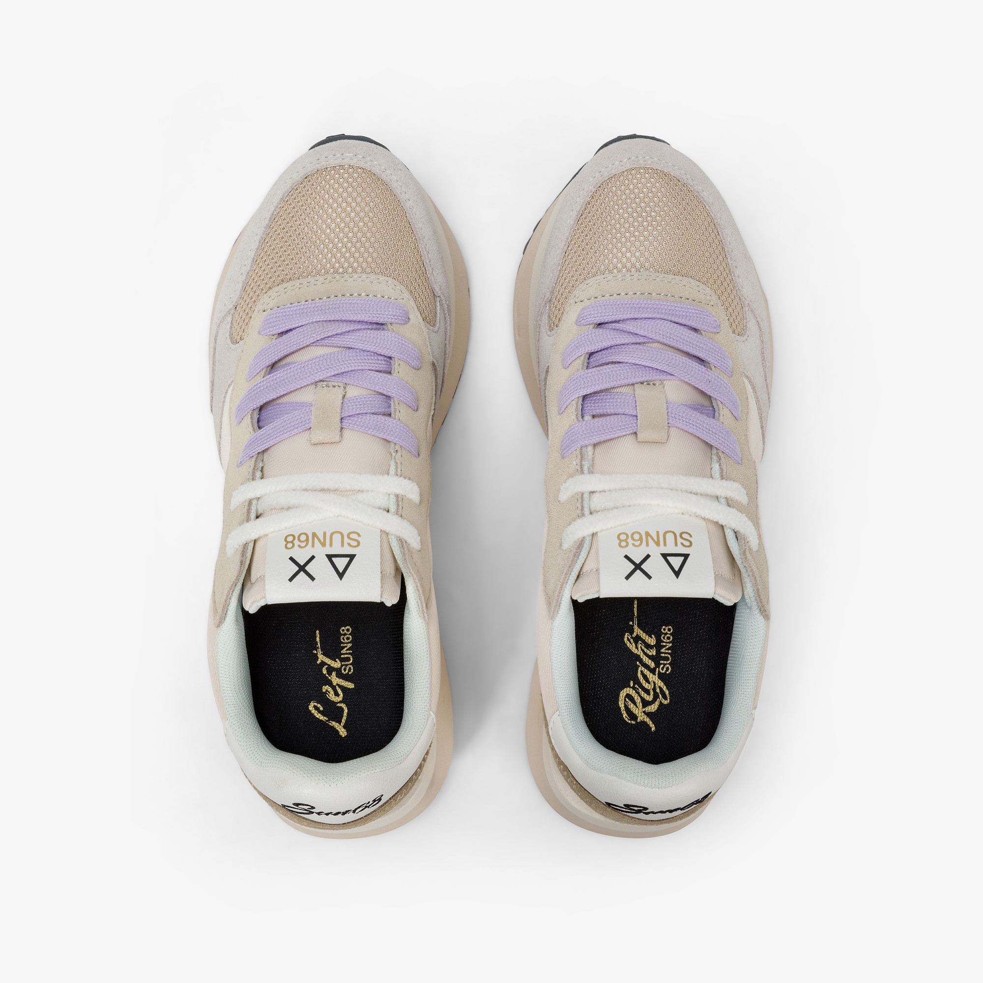 Sneaker Big Ally Multicolor in nylon e suede bianco panna