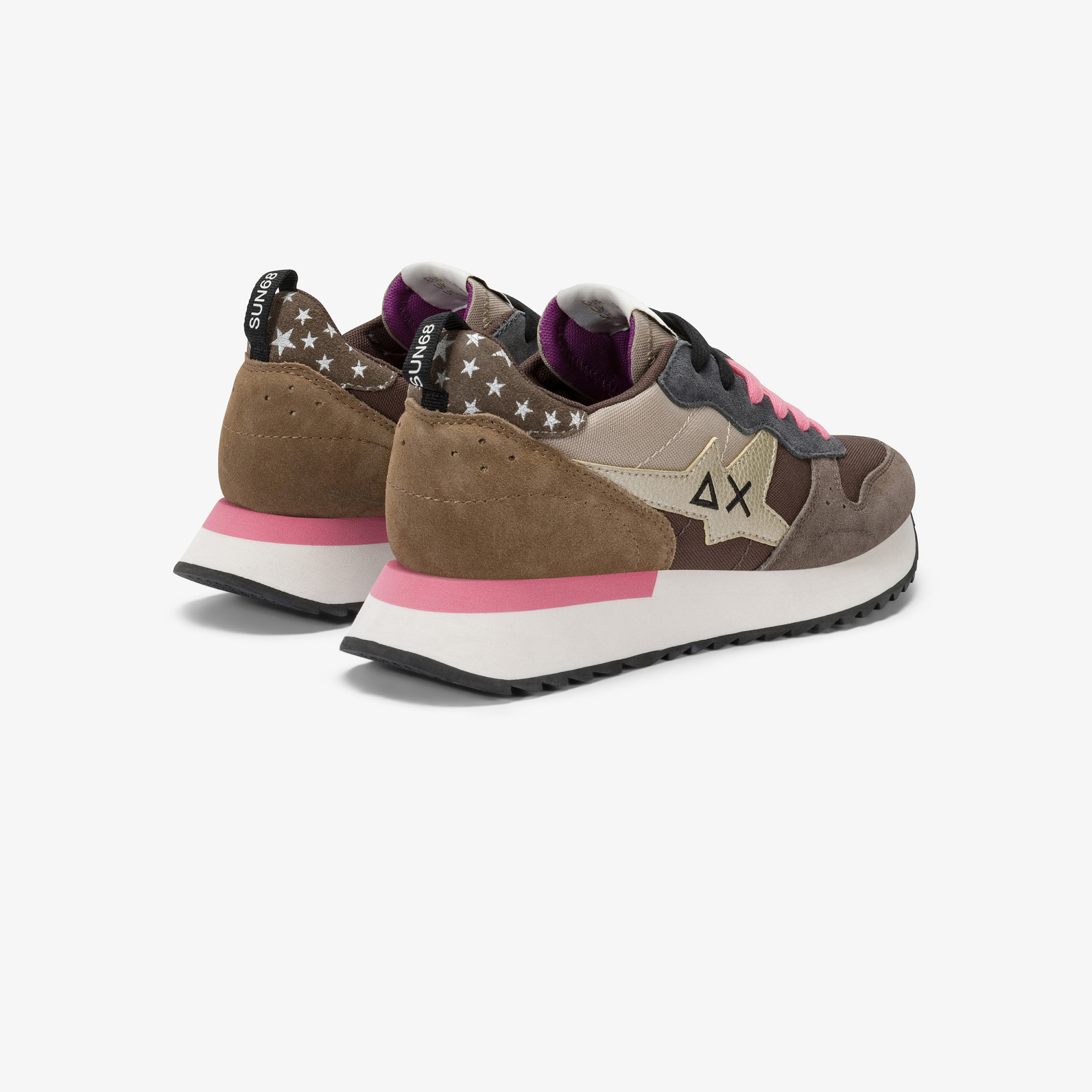 Brown Stargirl Multicolor nylon and suede sneaker