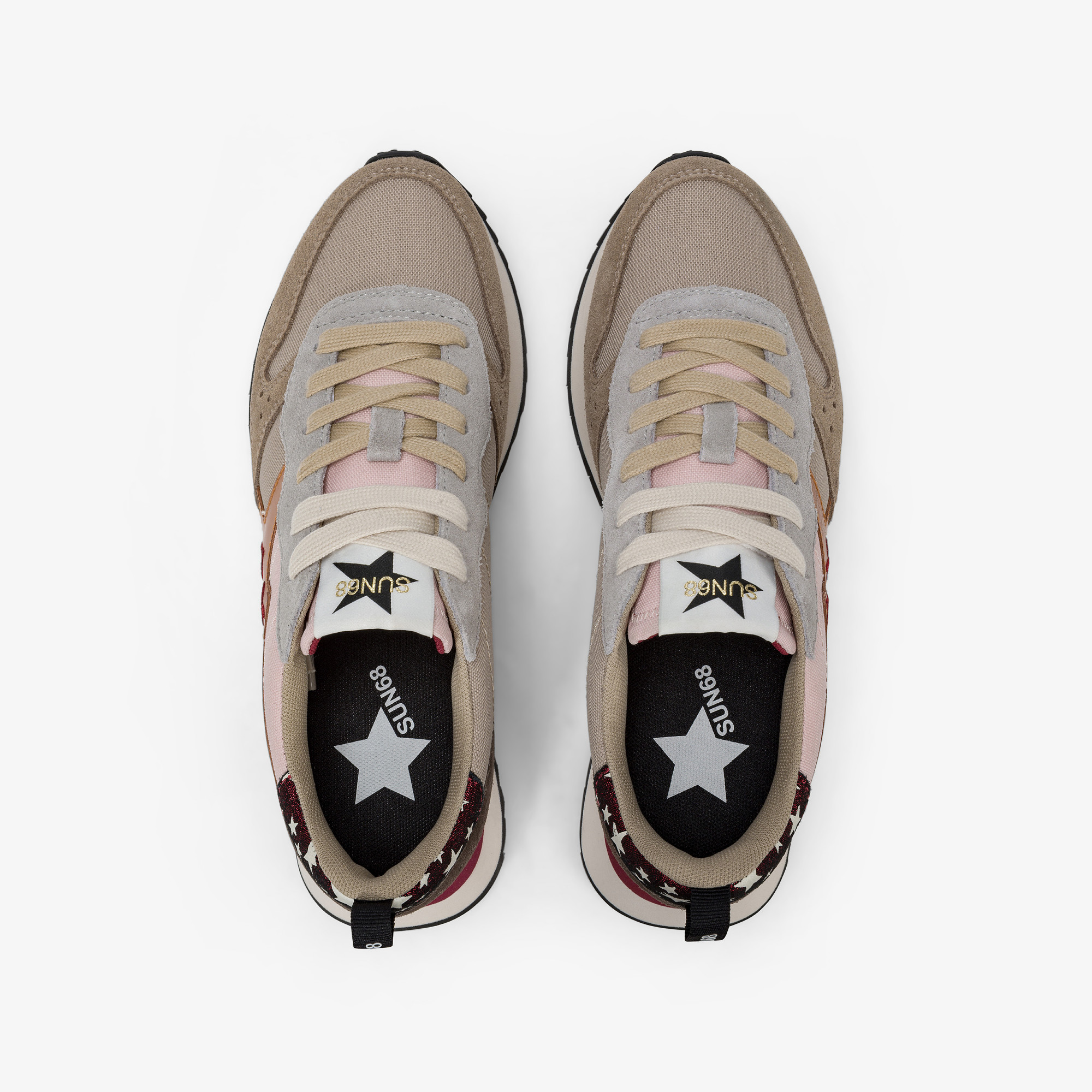 Dark beige Stargirl Multicolor nylon and suede sneaker