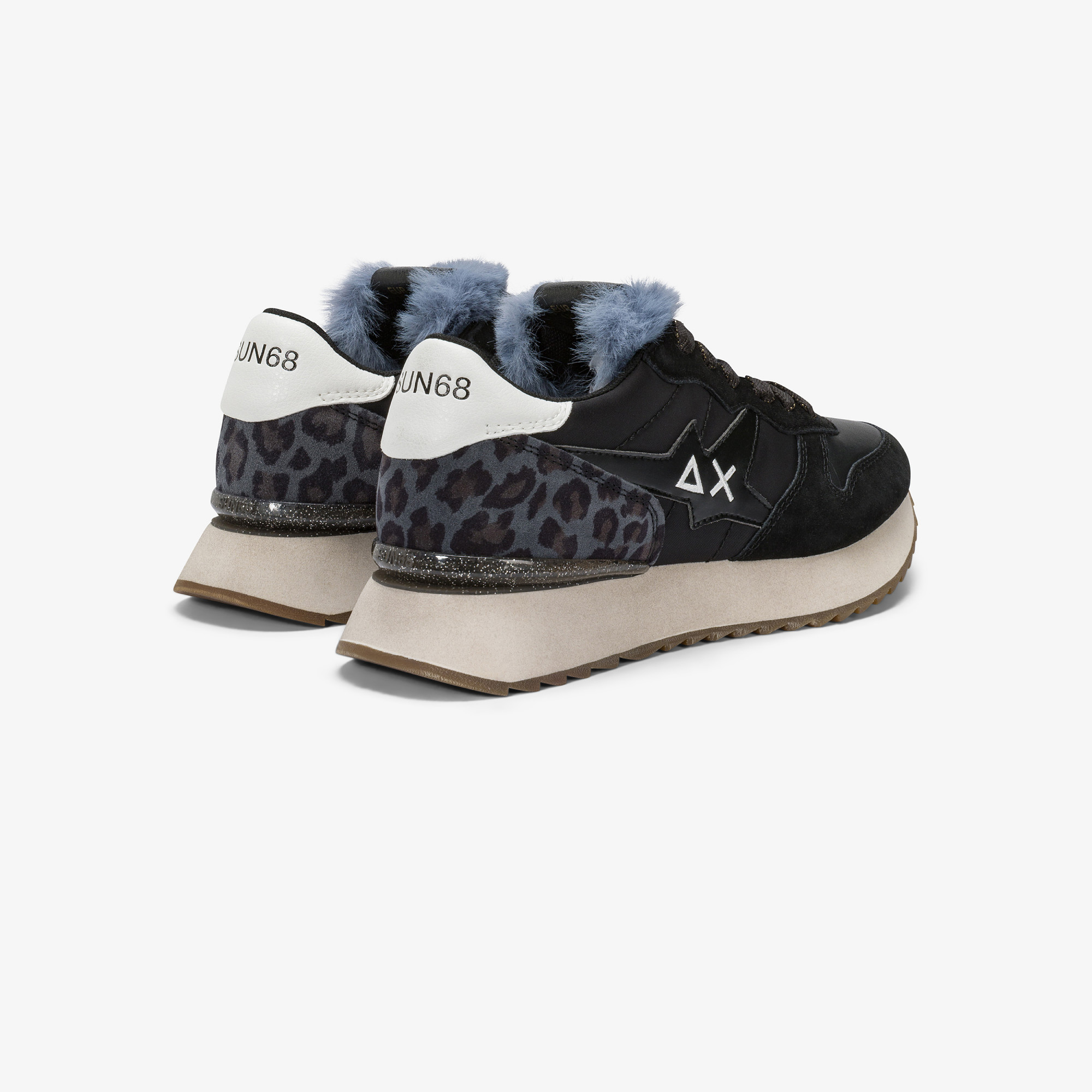 Black Stargirl Animalier nylon and suede sneaker