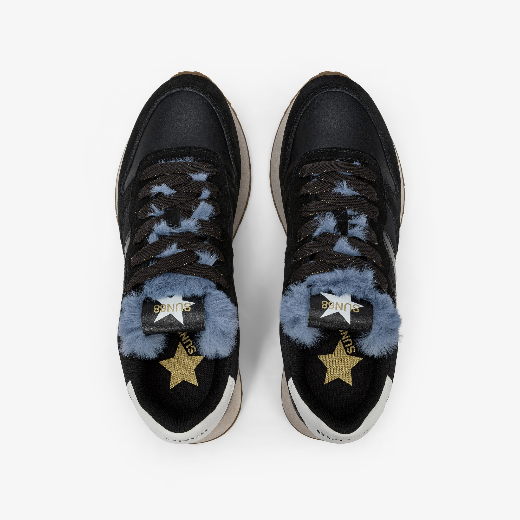 Black Stargirl Animalier nylon and suede sneaker
