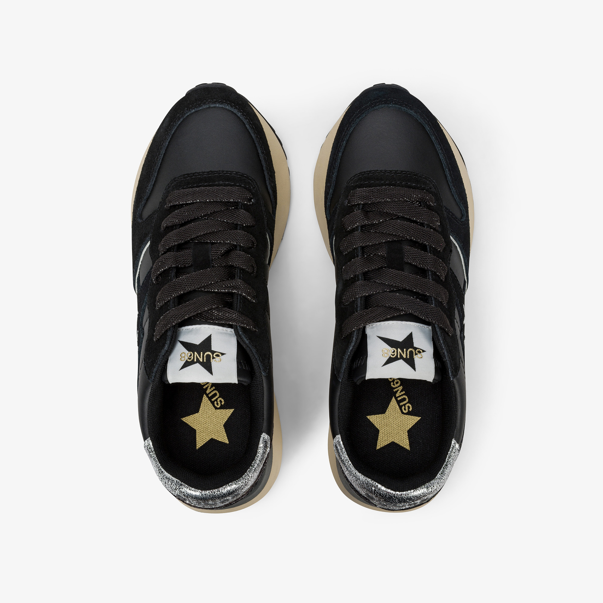 Black Big Stargirl faux leather and suede sneaker