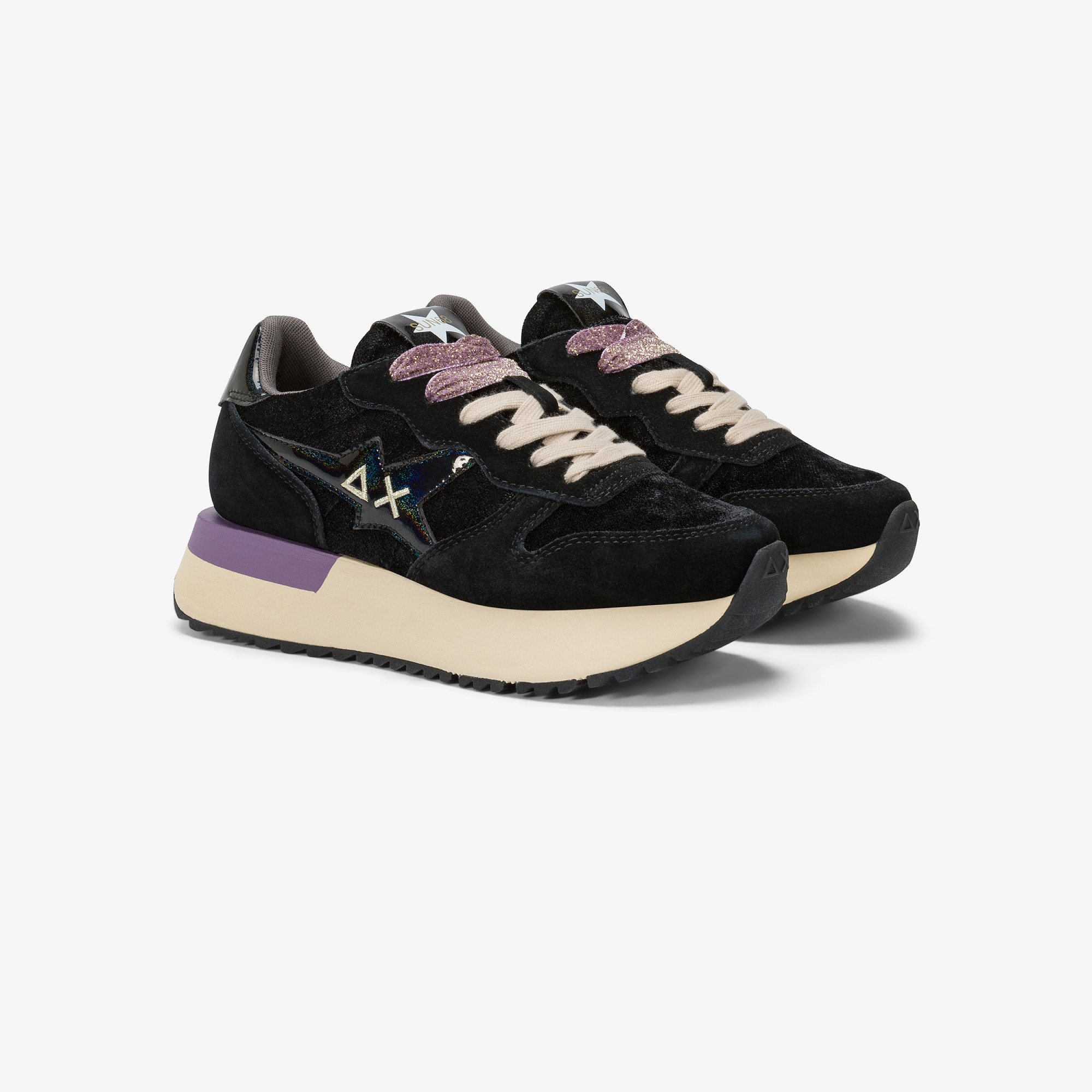 Pink Big Stargirl Velvet and suede sneaker