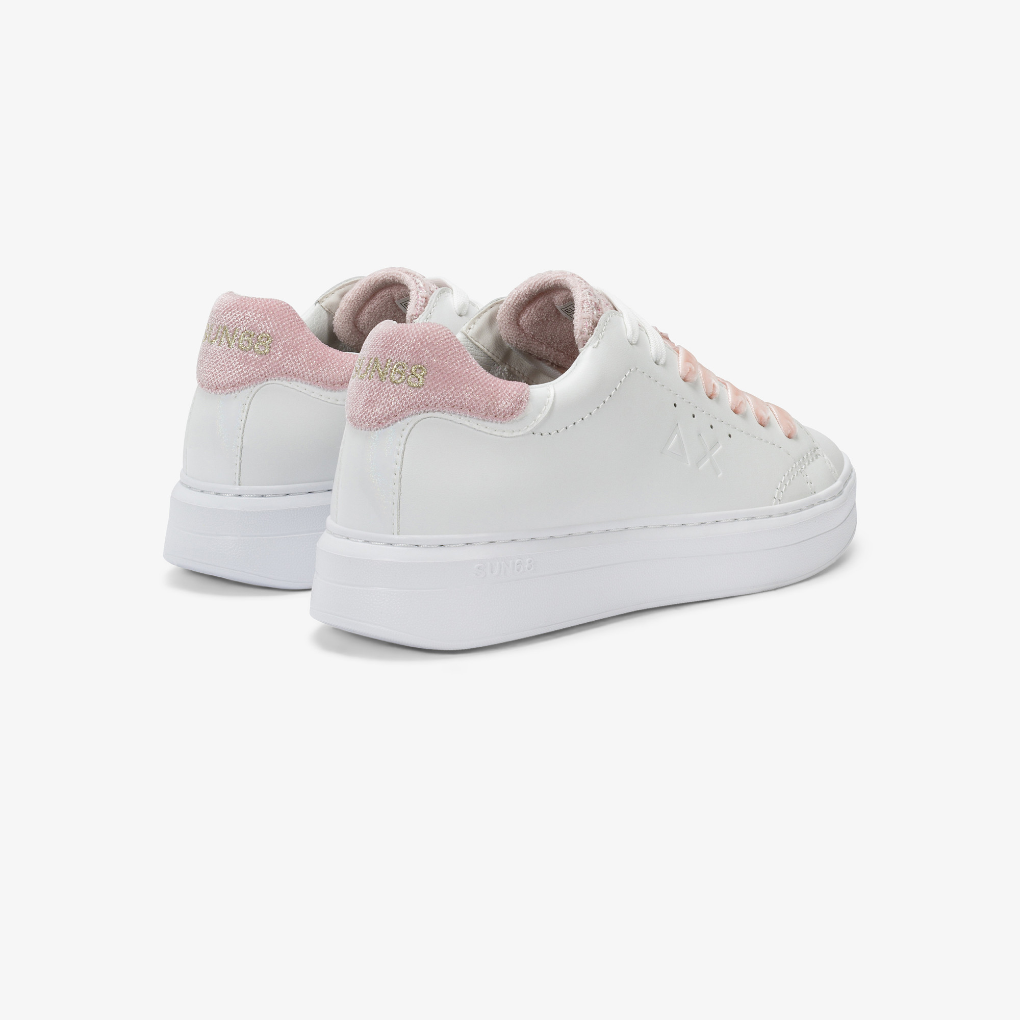 White/pink Grace leather sneaker