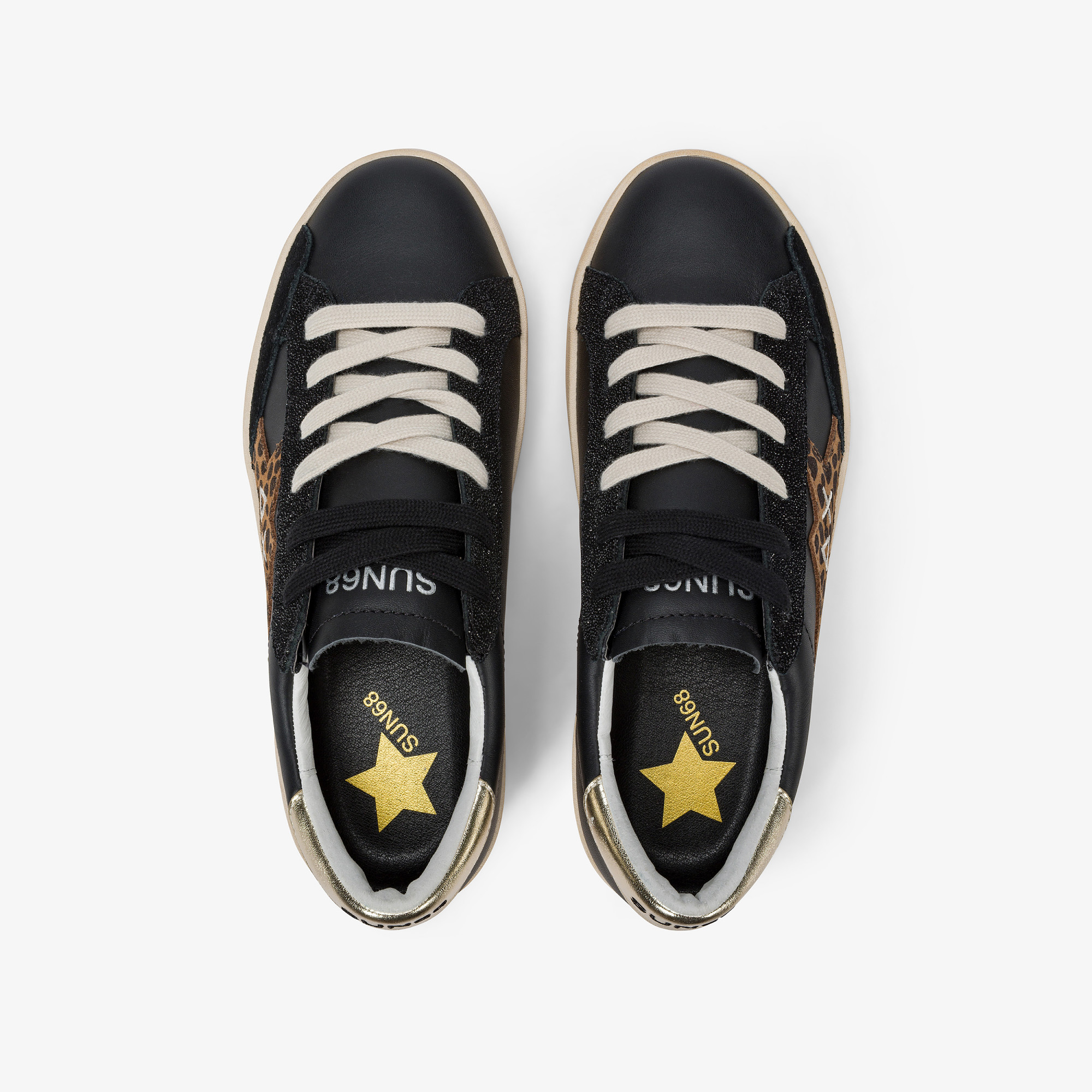 Black/Gold Katy leather sneaker