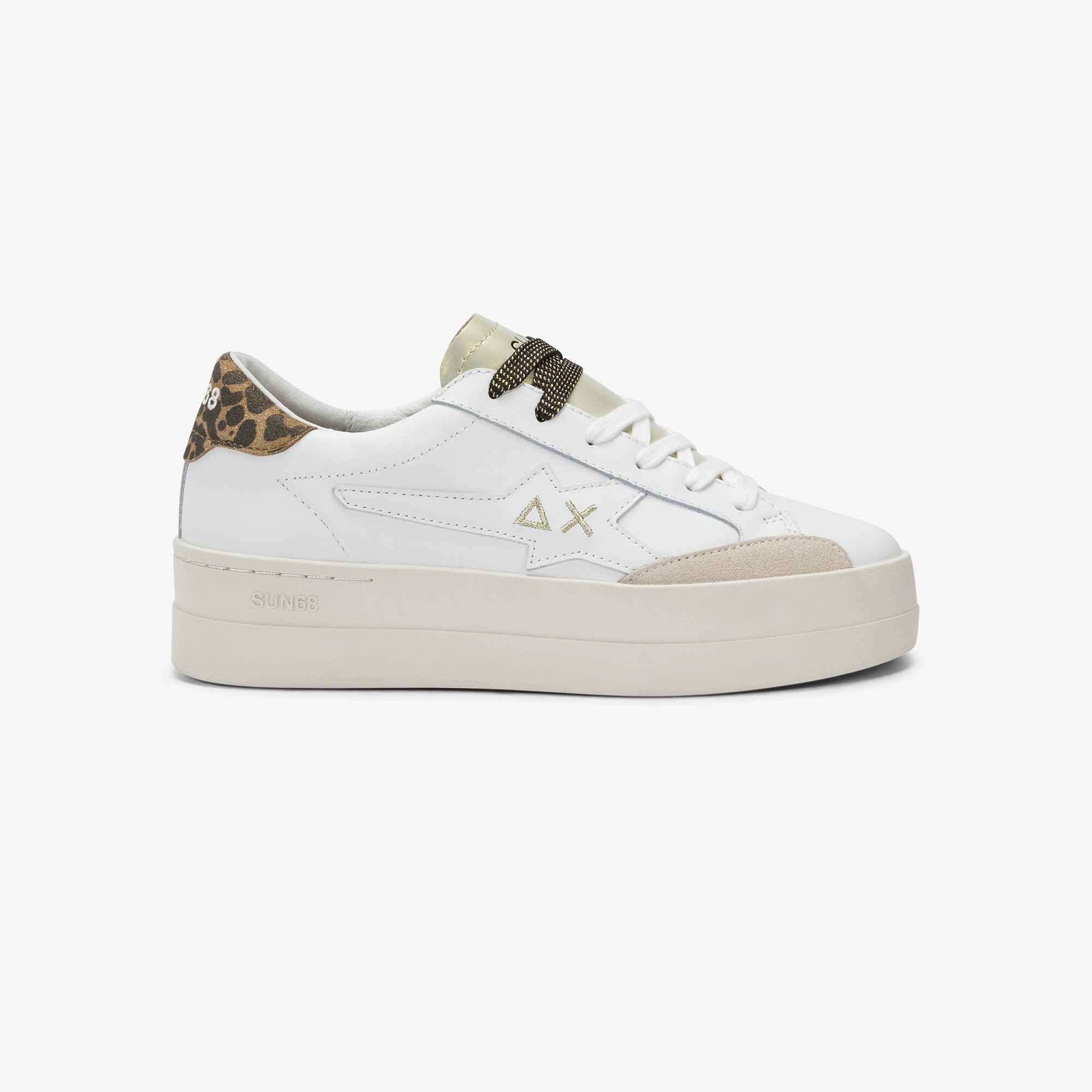 White/gold Big Katy leather sneaker