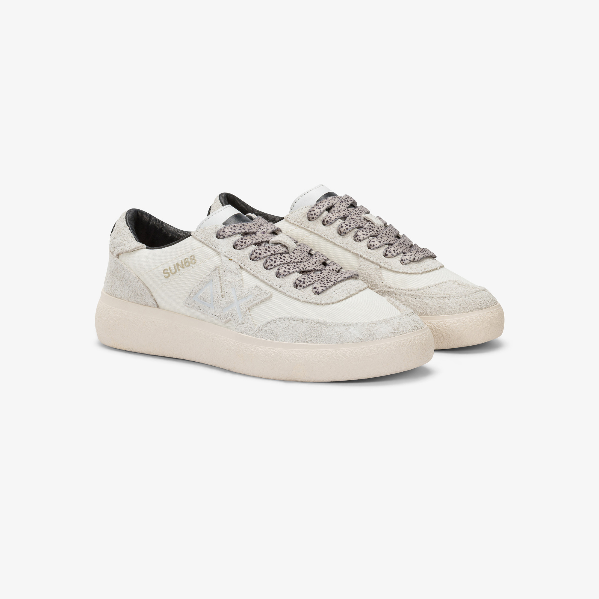 Sneaker Sally in nylon e suede bianco panna