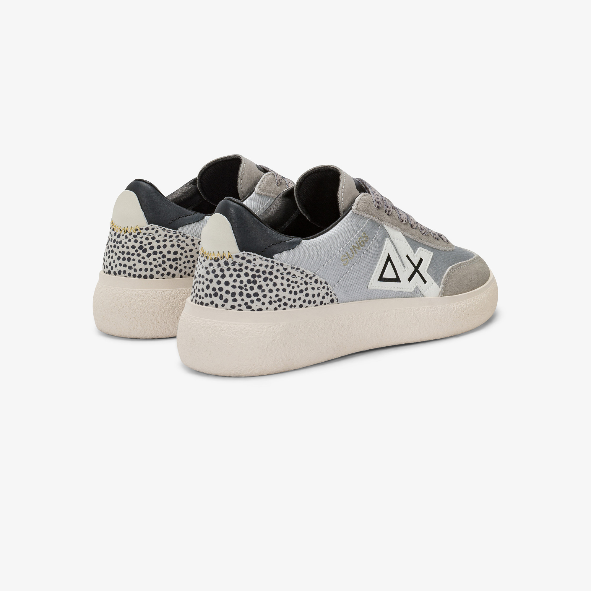 Silver Sally nylon and suede sneaker