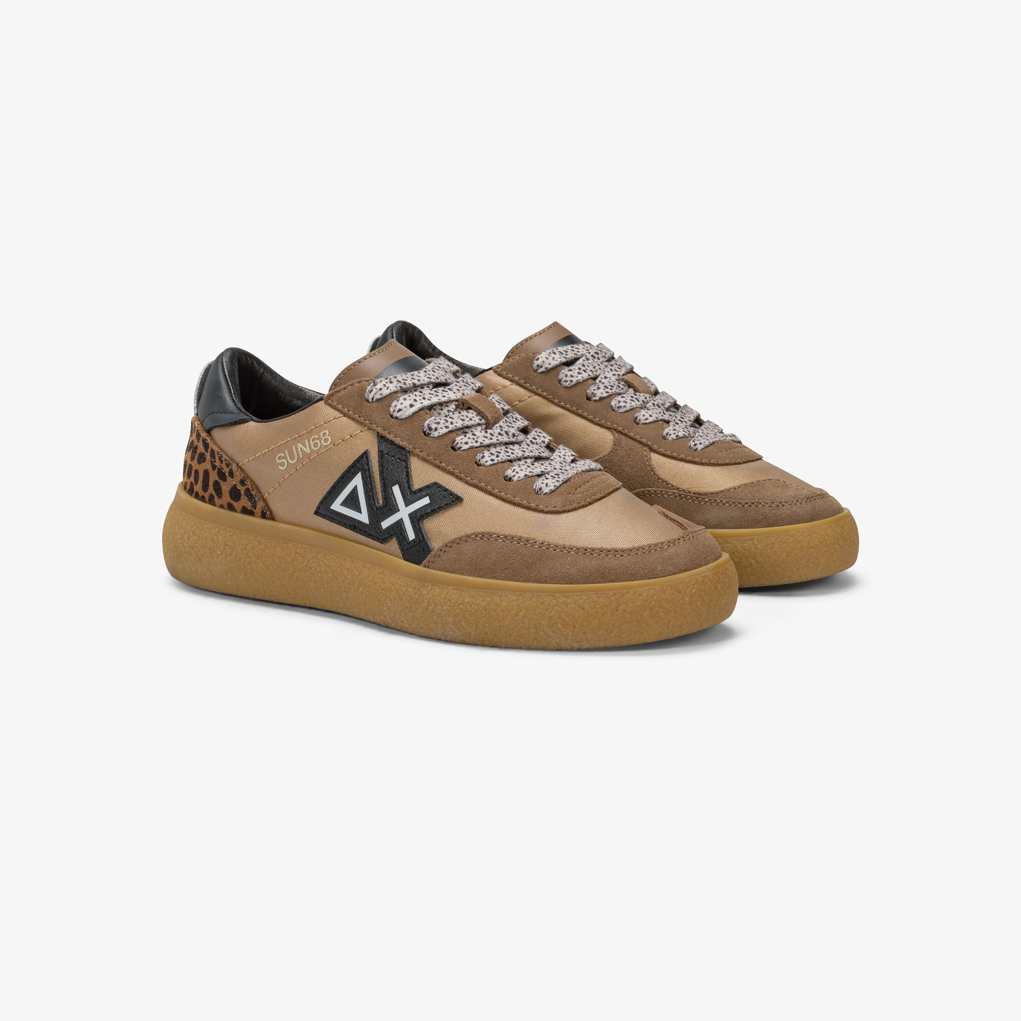 Sneaker Sally in nylon e suede volpe