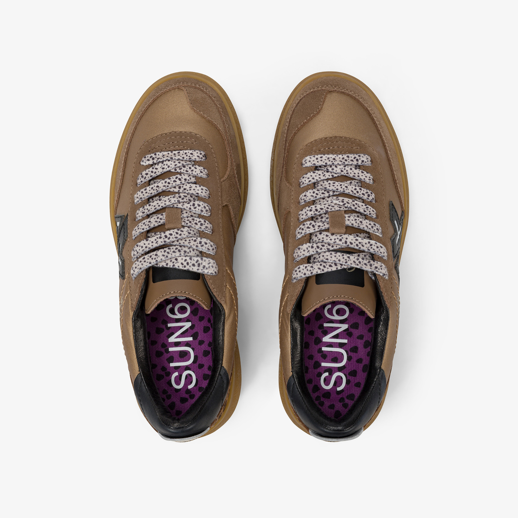 Sneaker Sally in nylon e suede volpe