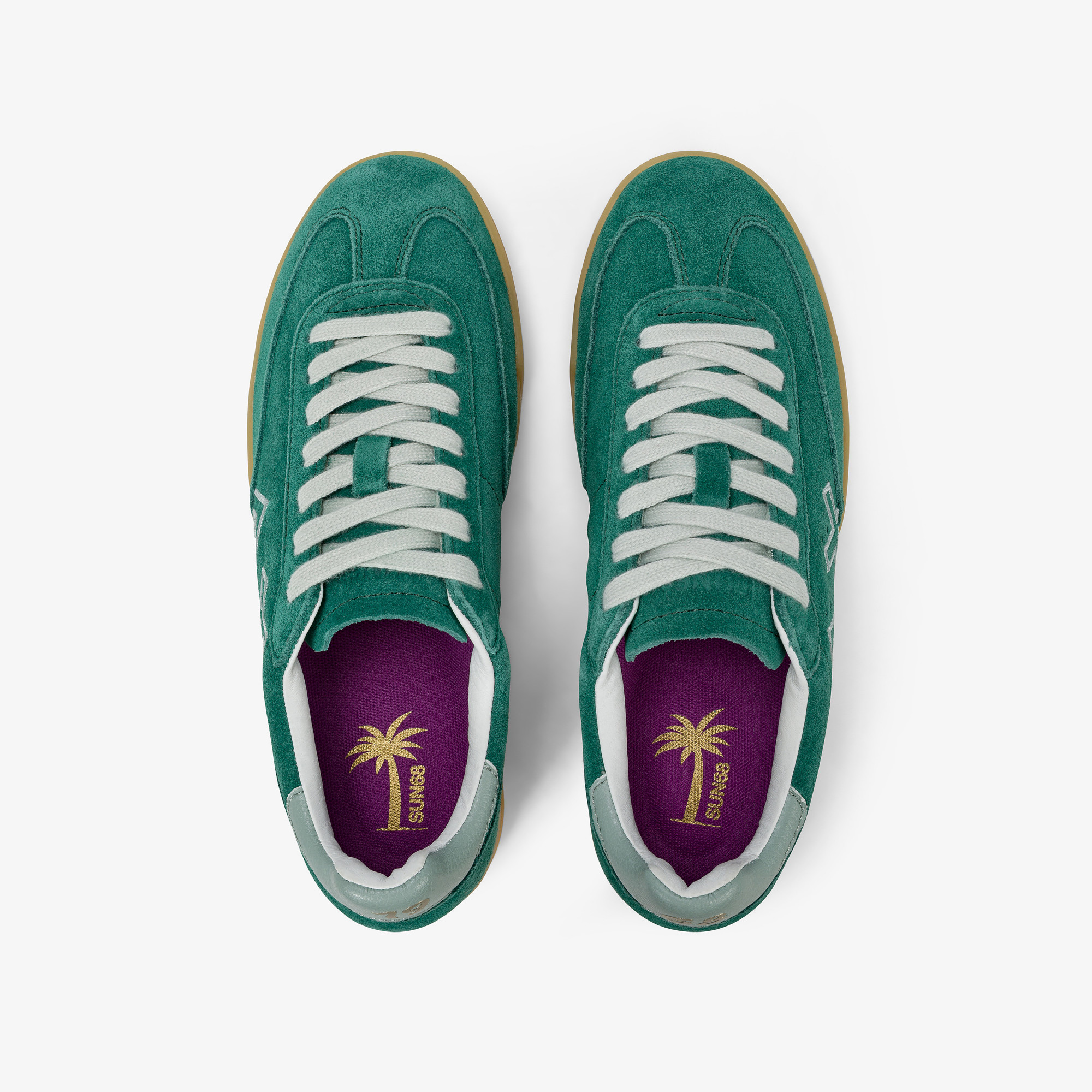 Sneaker California Sun in suede con logo verde smeraldo
