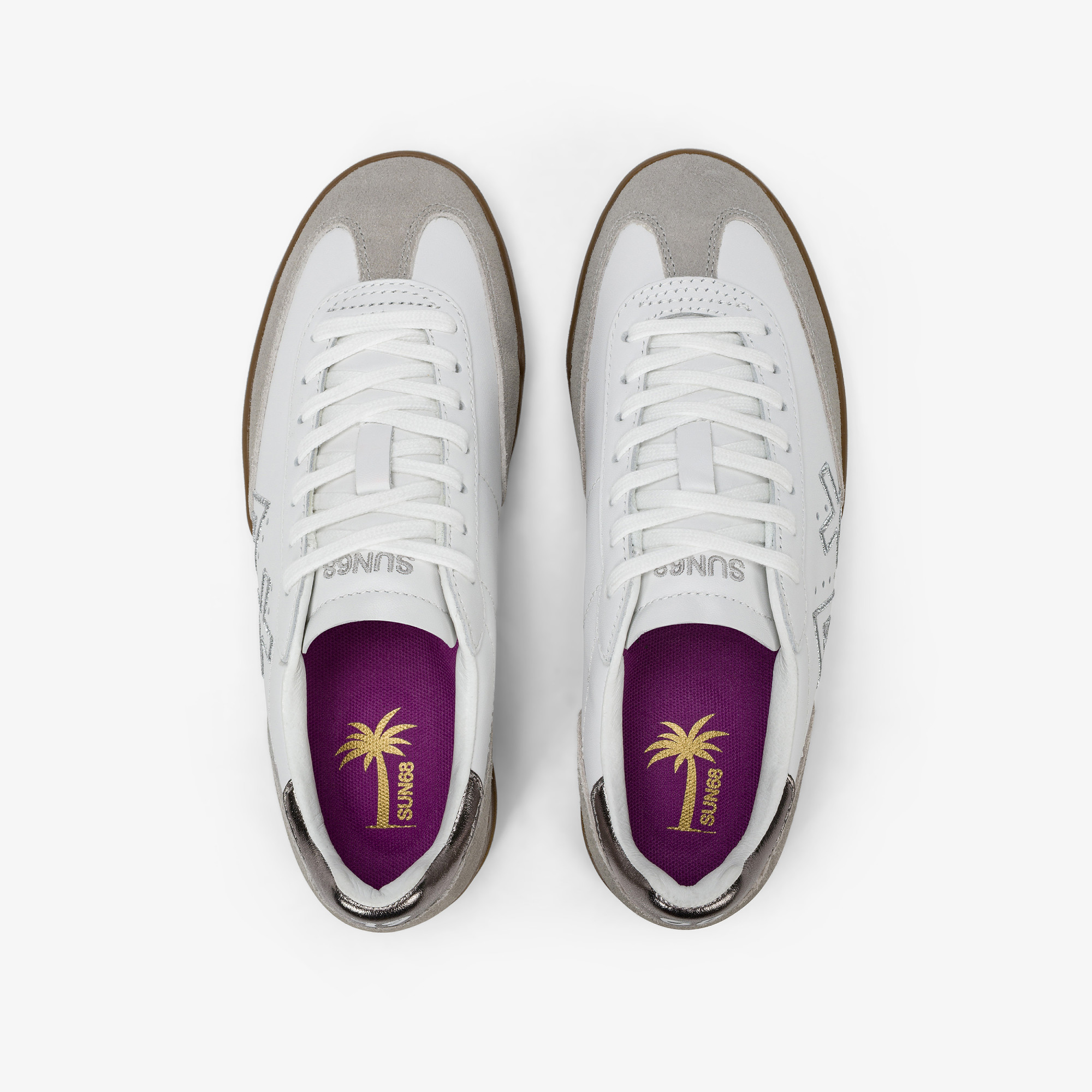 Sneaker California Sun in pelle e suede bianco