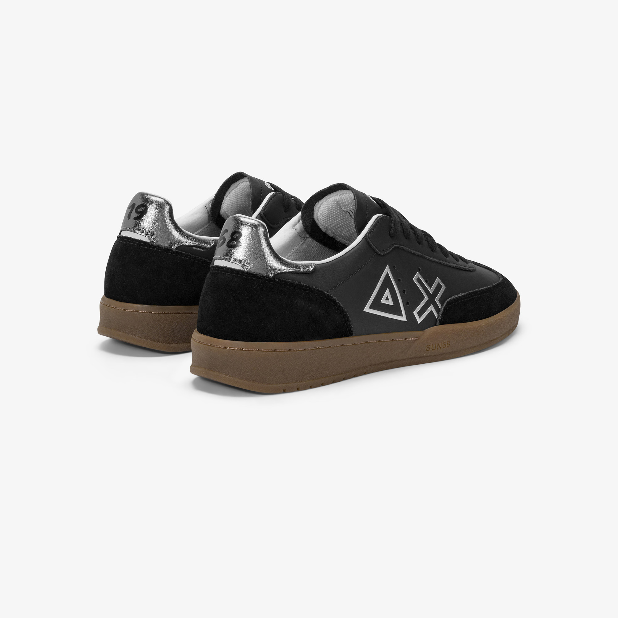 Black California Sun leather and suede sneaker