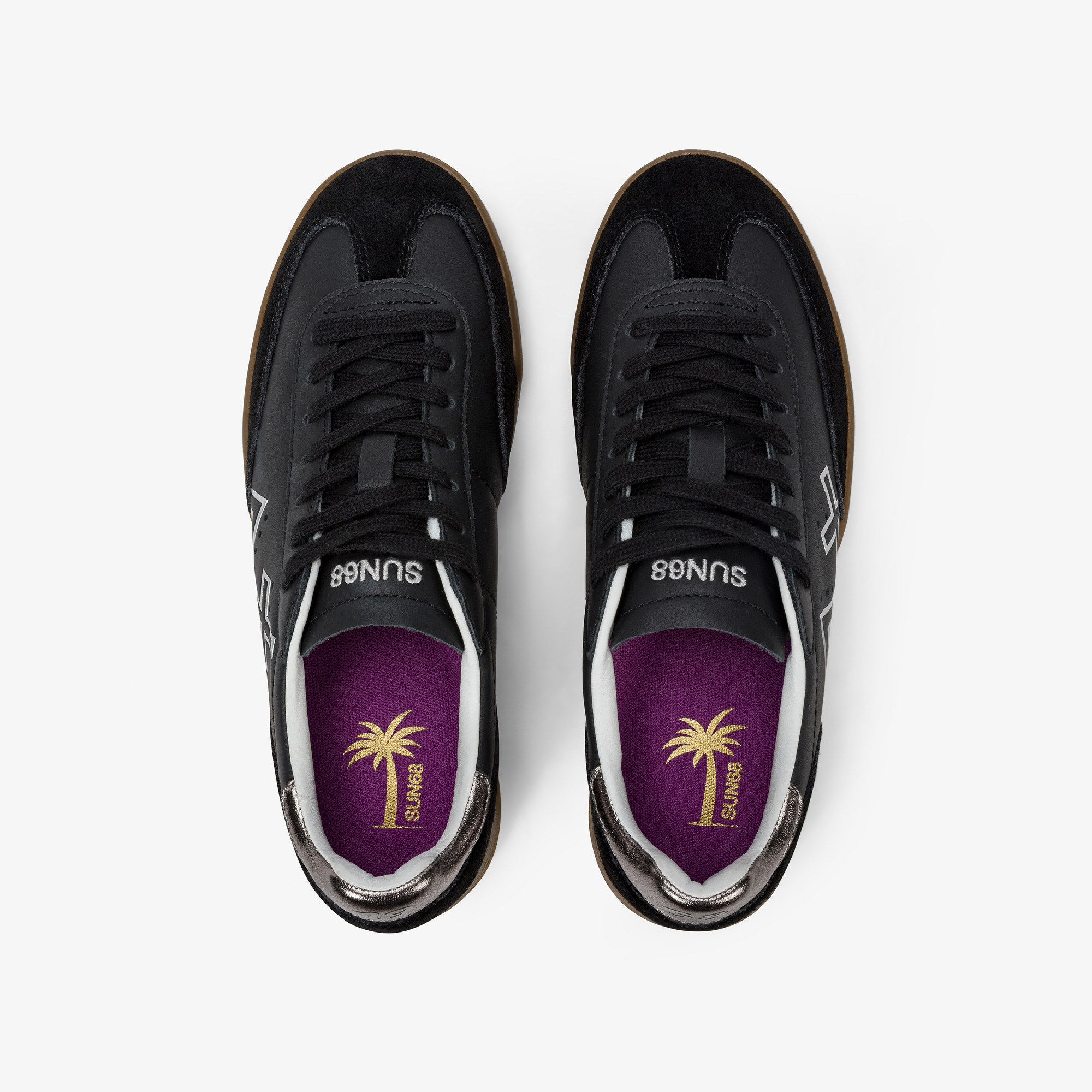 Black California Sun leather and suede sneaker