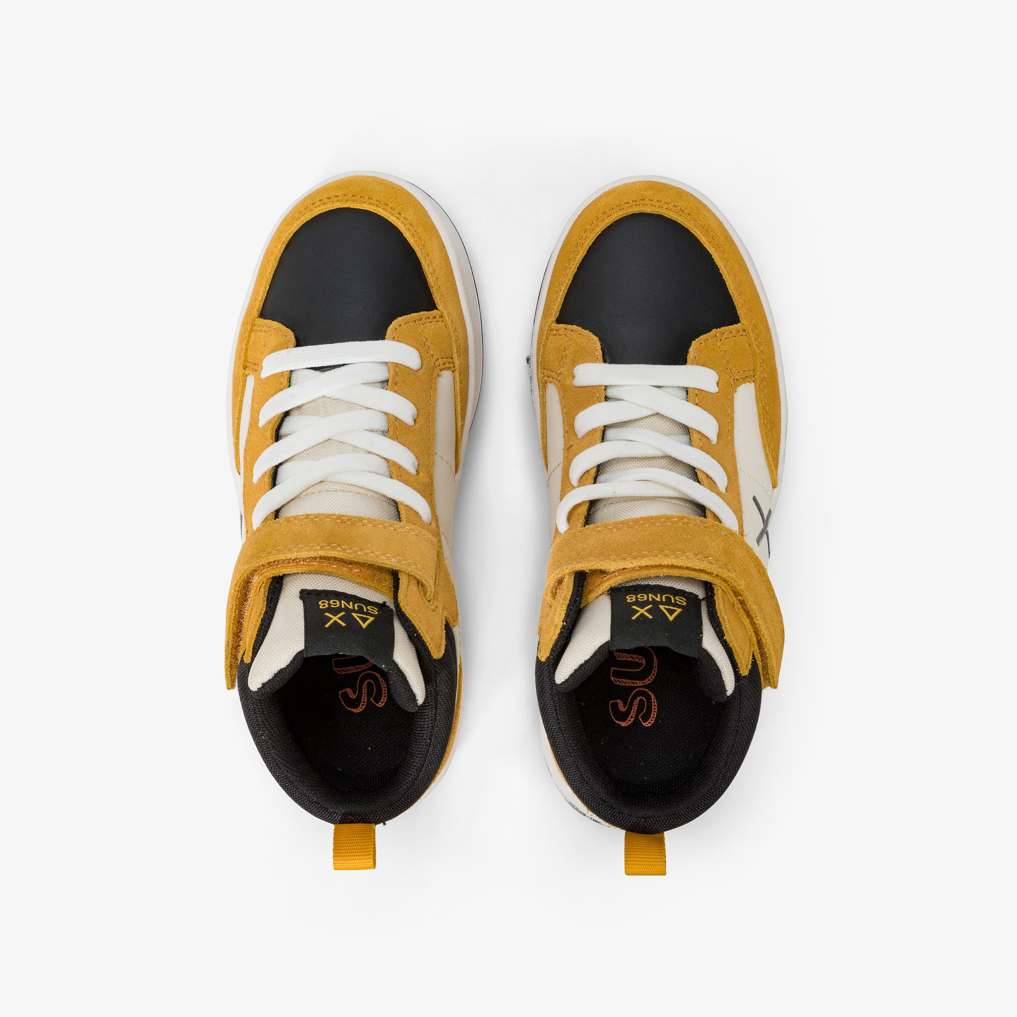 Boys’ Genius leather and nylon mid-top sneaker YELLOW