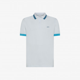 White Polo Shirt With Contrast Stripes - Man | Stripes SUN68