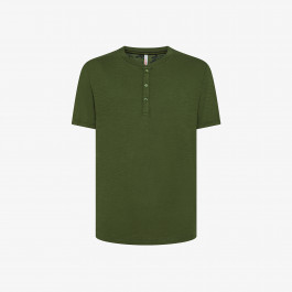 Tシャツ・カットソー SUN68 Men T-shirt Green T35127 37 Dark Green Piqué T-shirt With Fluorescent Logo - Man | Neon