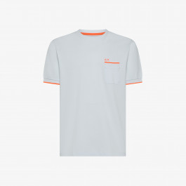 Tシャツ・カットソー SUN 68 Men T Shirts A35122 01 White T-shirt In Piquet Bianco Con Logo Fluo - Uomo | Fluo SUN68