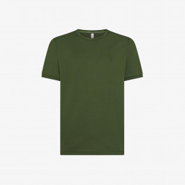 Tシャツ・カットソー SUN 68 Men T Shirts A35112 37 Green Dark Green T-shirt With Fluorescent Logo Patch - Man | Neon