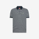 Polo in lino e cotone a righe blu navy e bianco panna