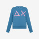 Felpa in cotone avio con maxi logo