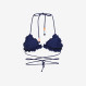 Navy blue nylon bikini with embroidery