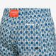 White and turquoise printed nylon swim shorts