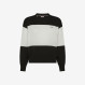 Off white and black cotton colour-block jumper