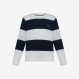 BOY'S SWEATER STRIPES REGULAR L/S OFF WHITE/NAVY BLUE