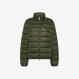 Dark military quilted nylon puffer jacket